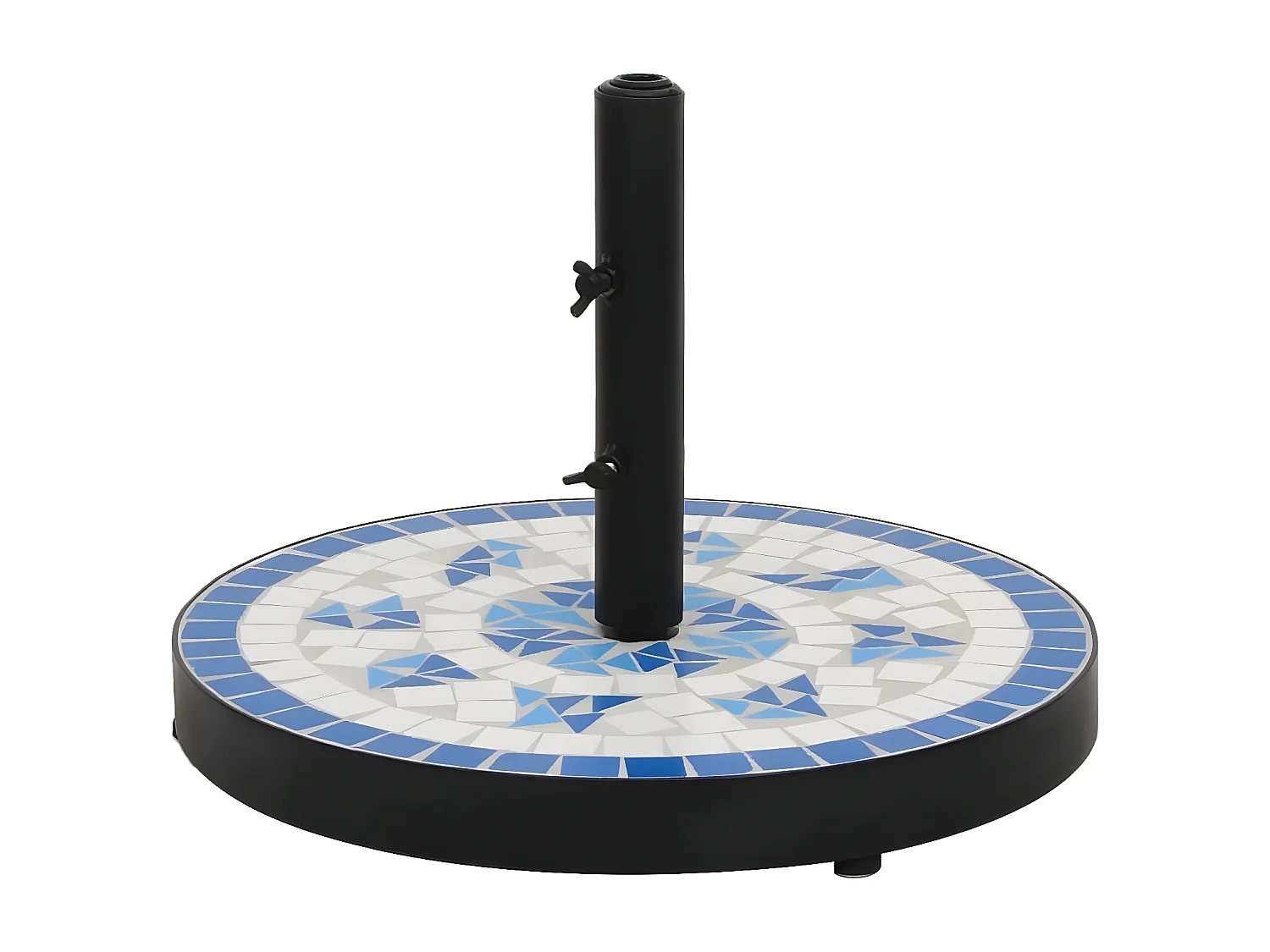 Zoey  Base de parasol bleu et blanc rond 12 kg