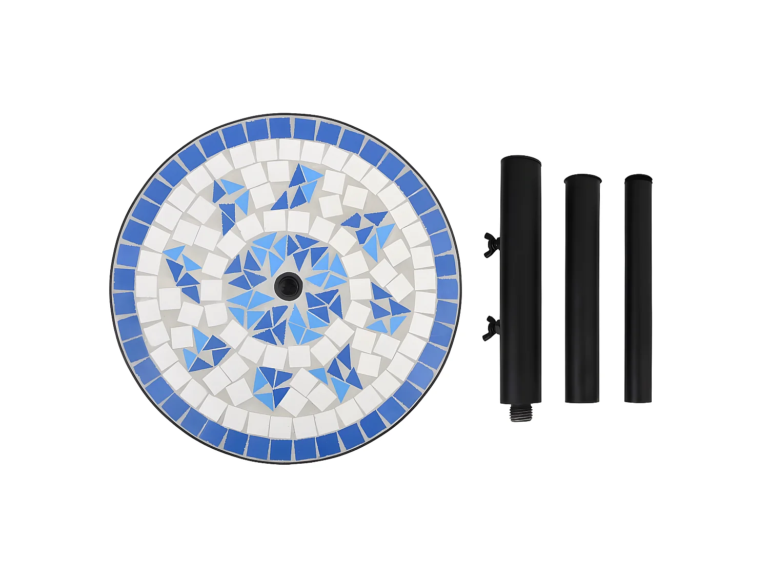 Zoey  Base de parasol bleu et blanc rond 12 kg