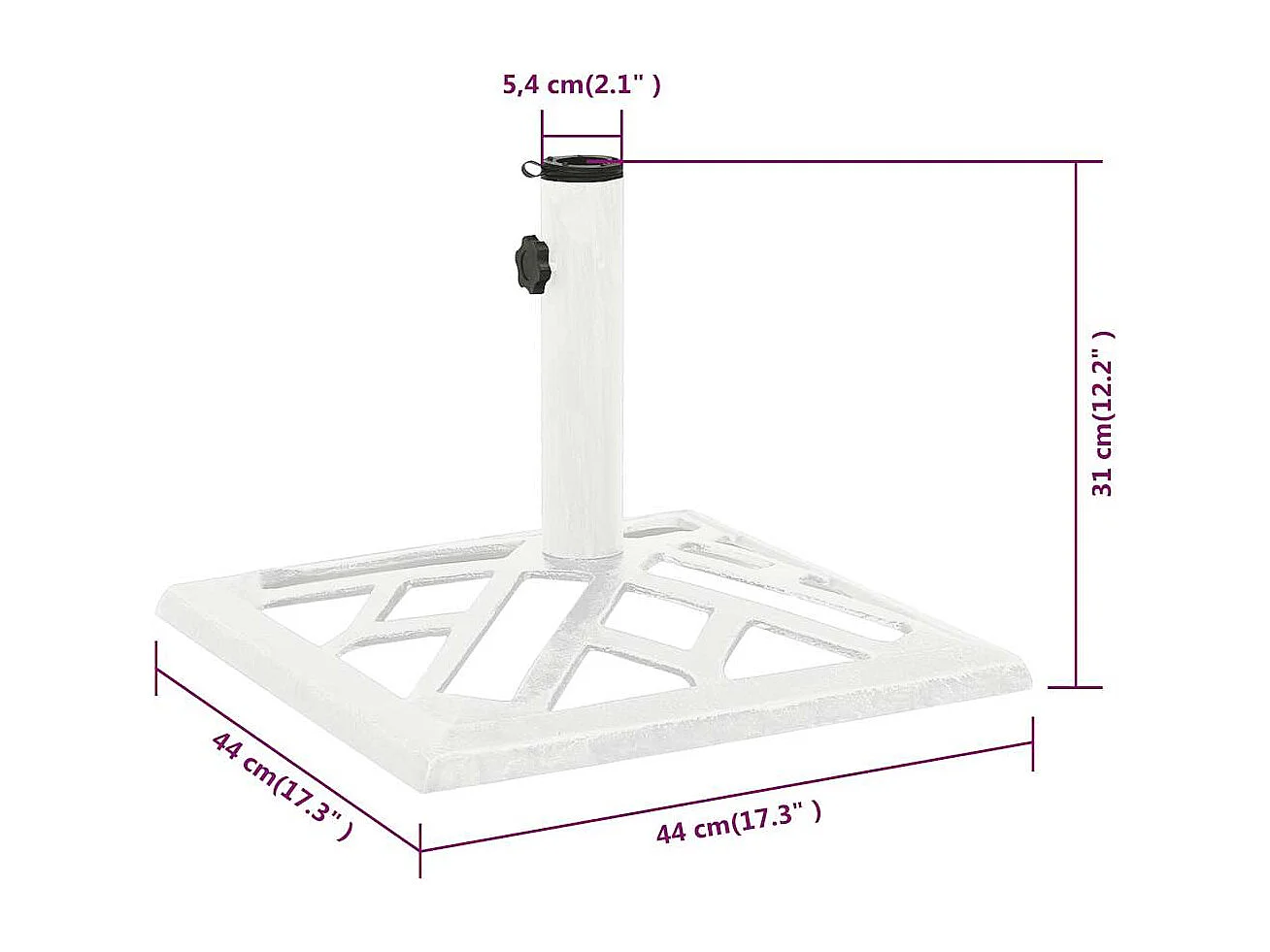 Belfort  Socle de parasol Blanc 44x44x31 cm Fonte