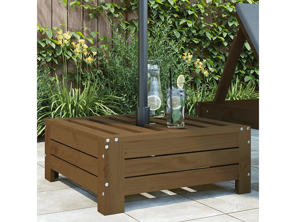 Torvin  Couvercle de base de parasol marron miel bois massif de pin