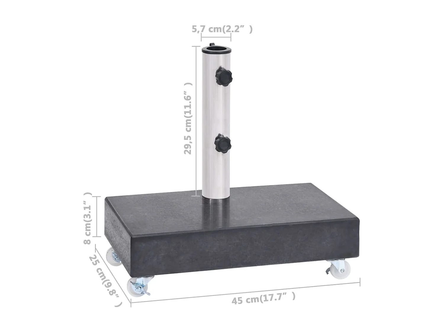 Brage  Socle de parasol Noir 45x25x8 cm Granite