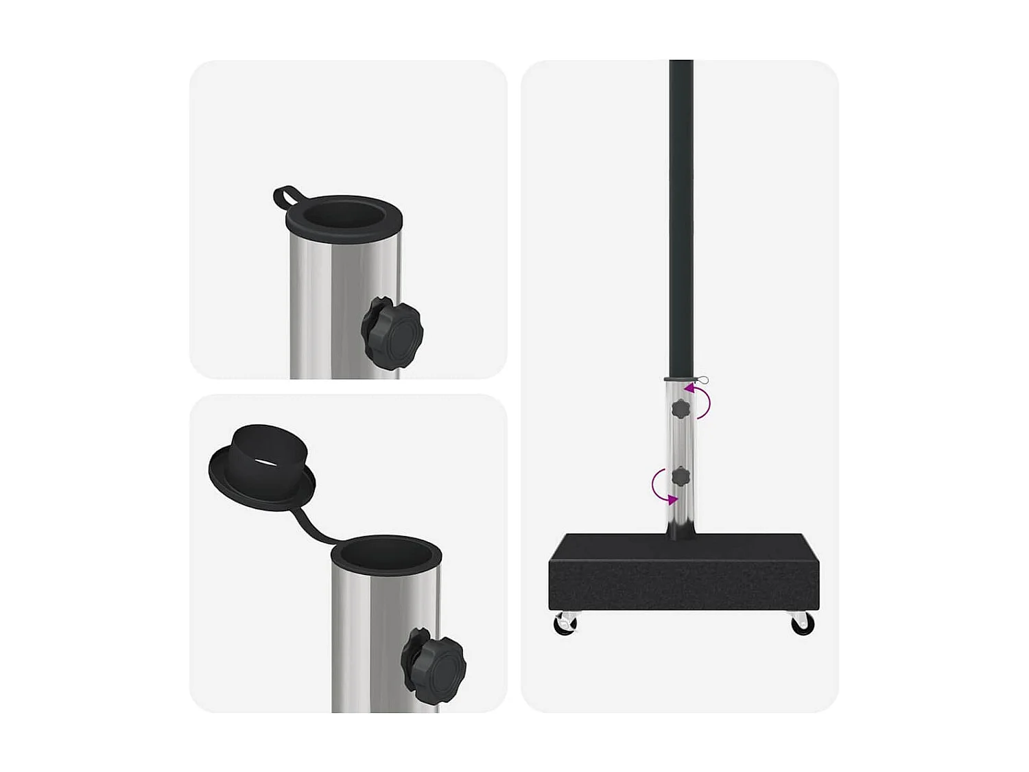 Brage  Socle de parasol Noir 45x25x8 cm Granite