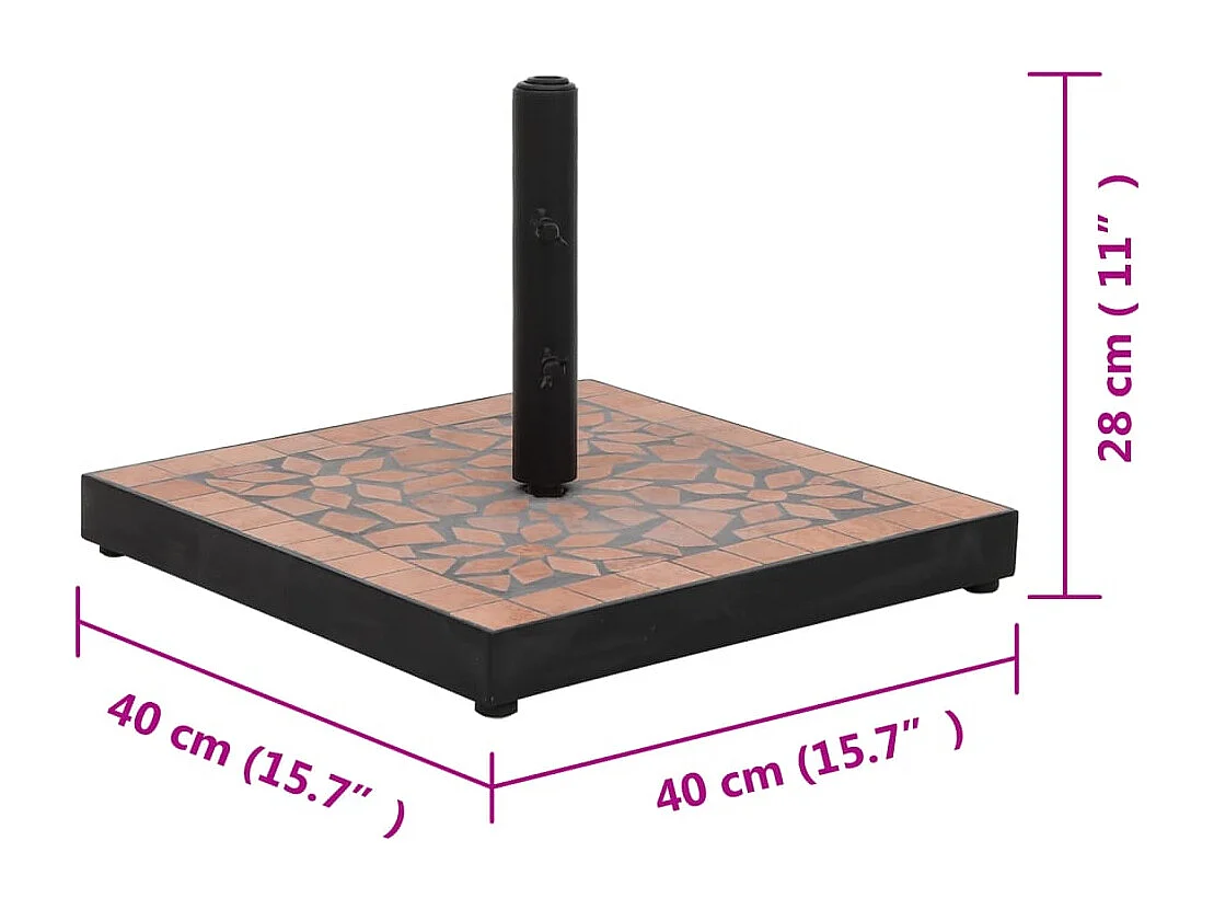 Zoey  Base de parasol terre cuite carré 12 kg