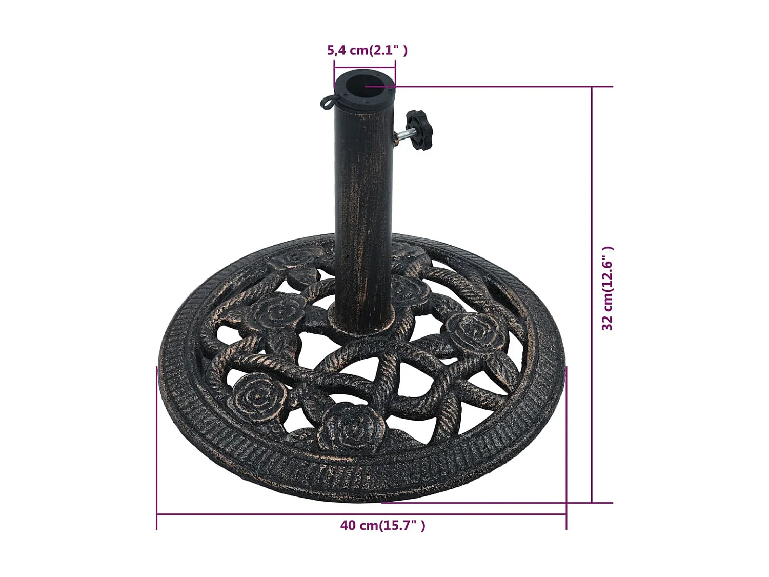 Belfort  Sonnenscrmständer Schwarz Bronze 9 kg 40 cm Gusseisen