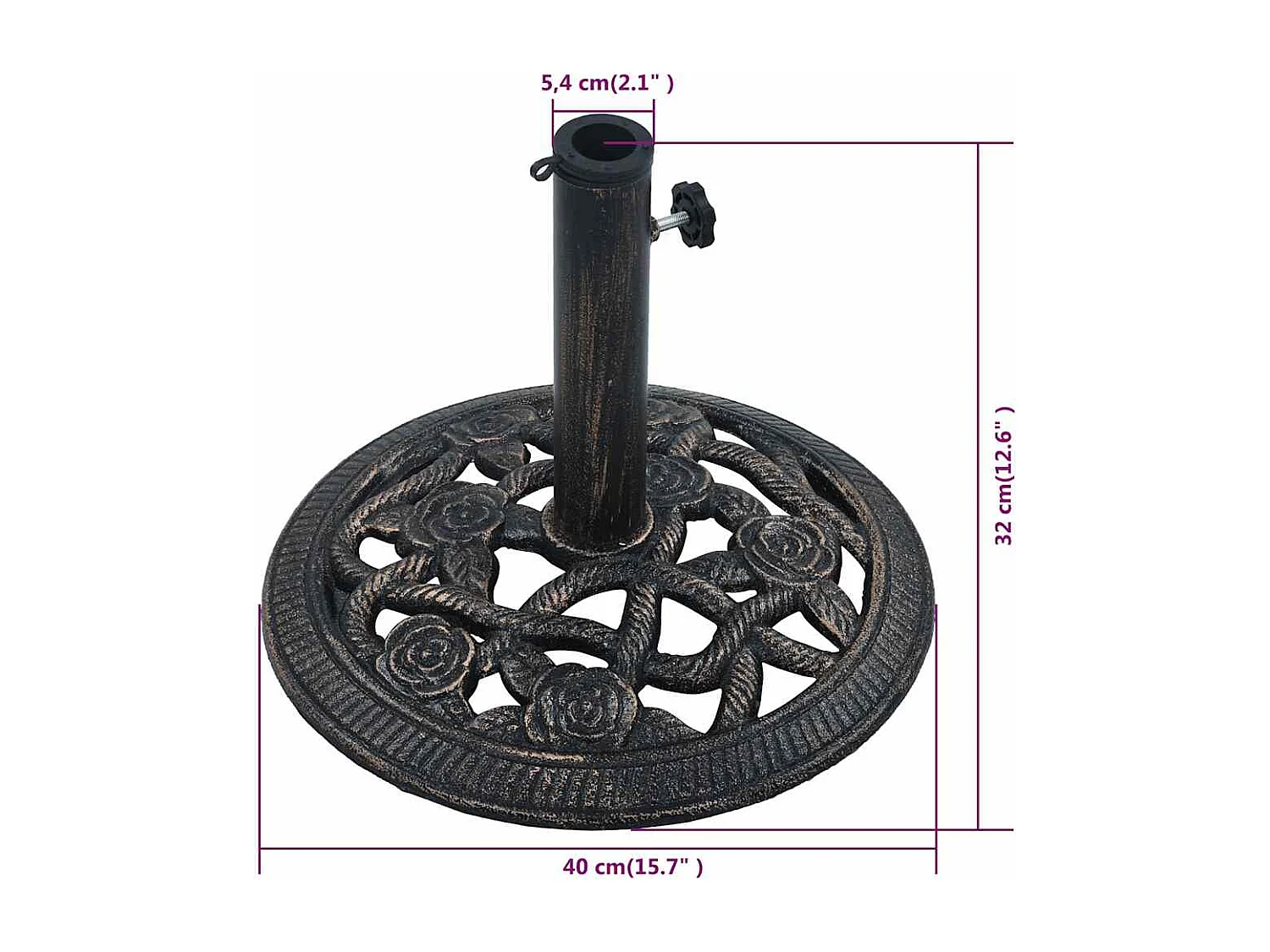 Belfort  Base Ombrellone Nero e Bronzo 9 kg 40 cm in Gsa