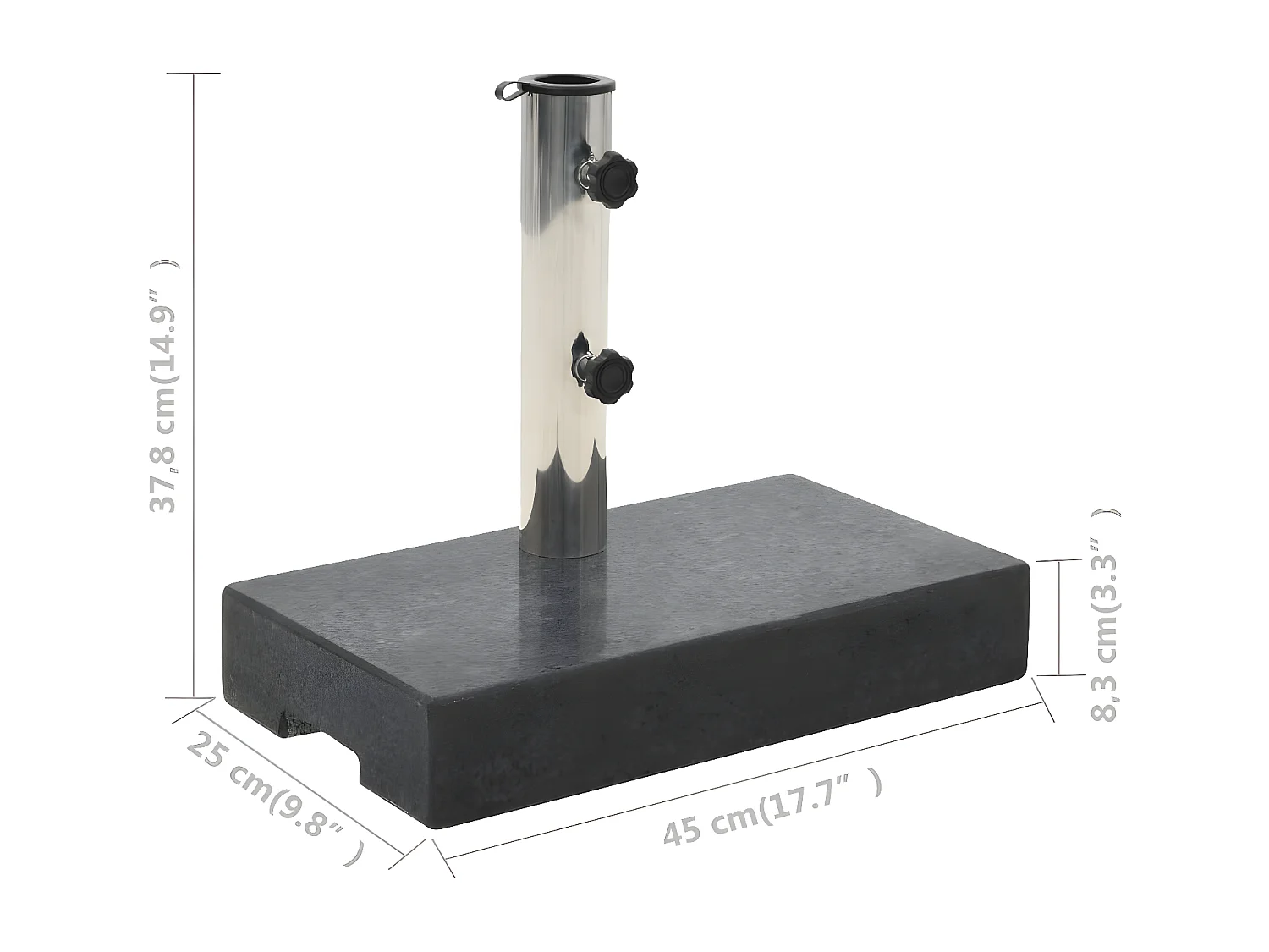 Brage  Socle de parasol rectangulaire Granite 25 kg Noir