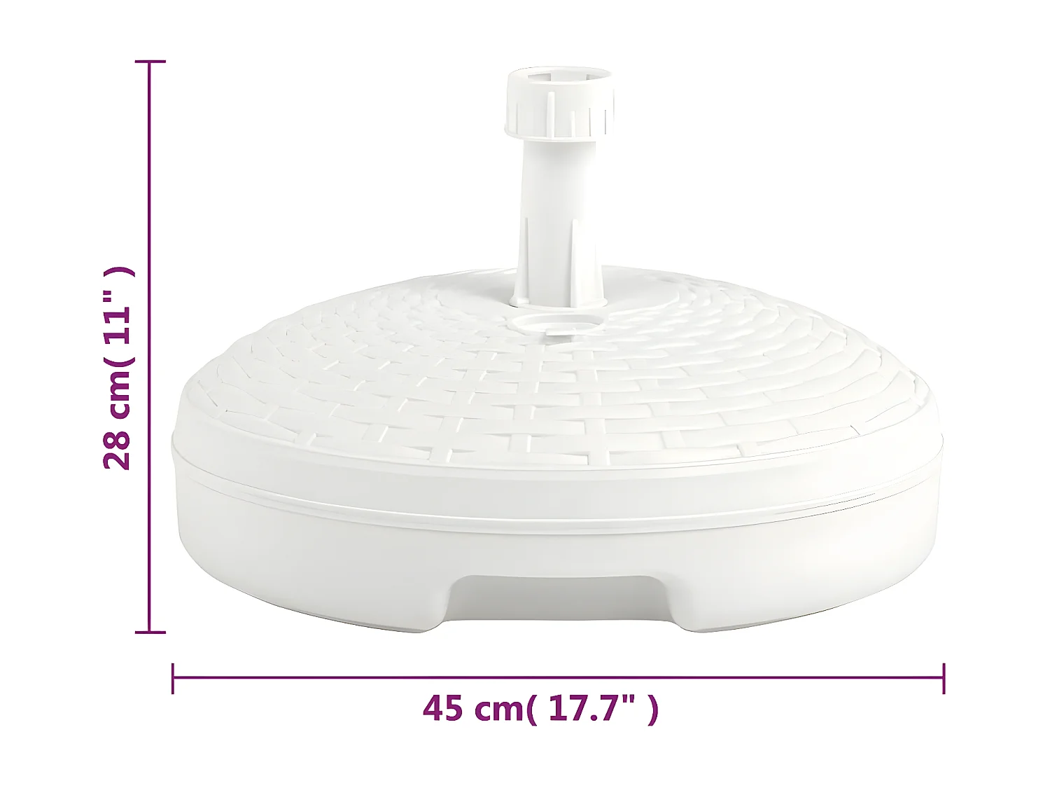 Dewey  Parasolvoet gevuld met zand/water 20 L kunststof rattan wit