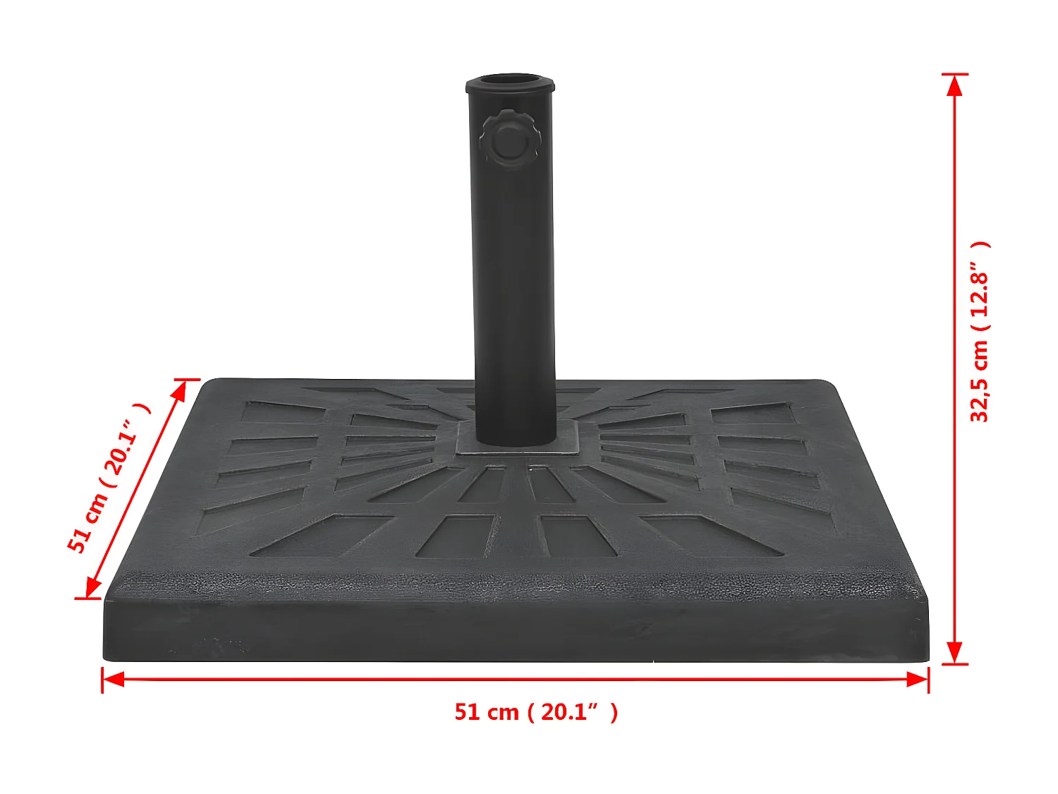 Gudrid  Parasolvoet vierkant 19 kg hars zwart