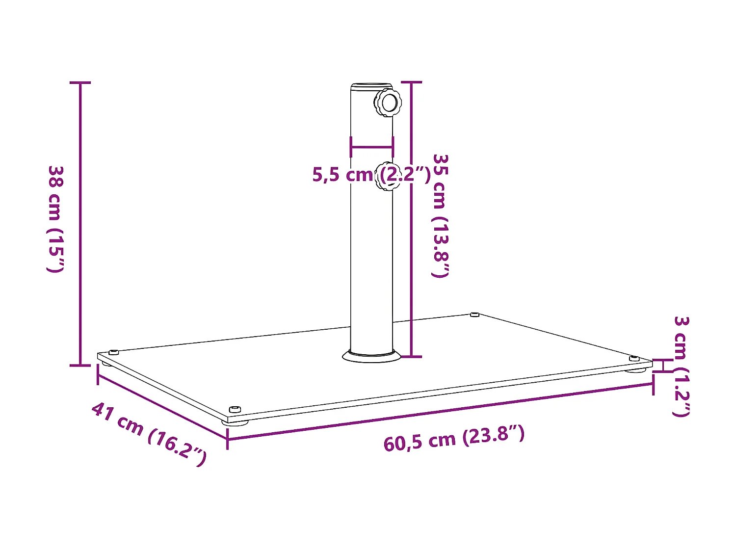Tjalrin  Base de sombrilla redonda para palos de Ø32/38/48 mm 15 kg