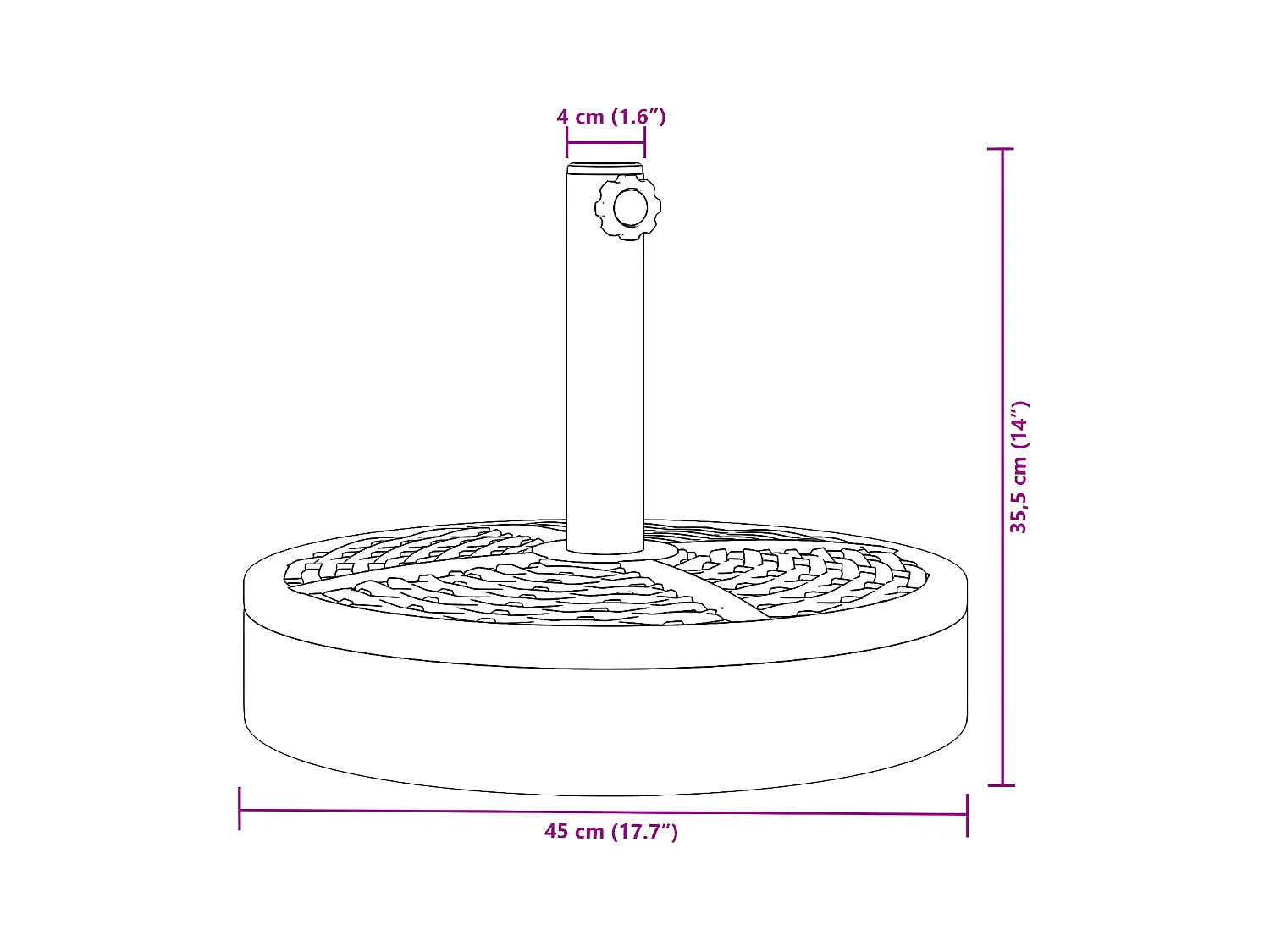 Pepijn  Base de sombrilla semicircular para palos de Ø38/ 48 mm 25 kg