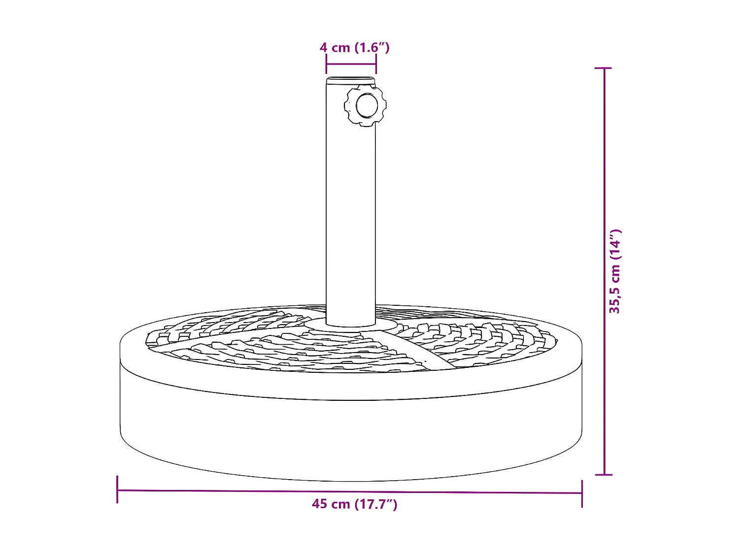 Pepijn  Base de parasol pour mâts Ø38 / 48 mm 25 kg rond