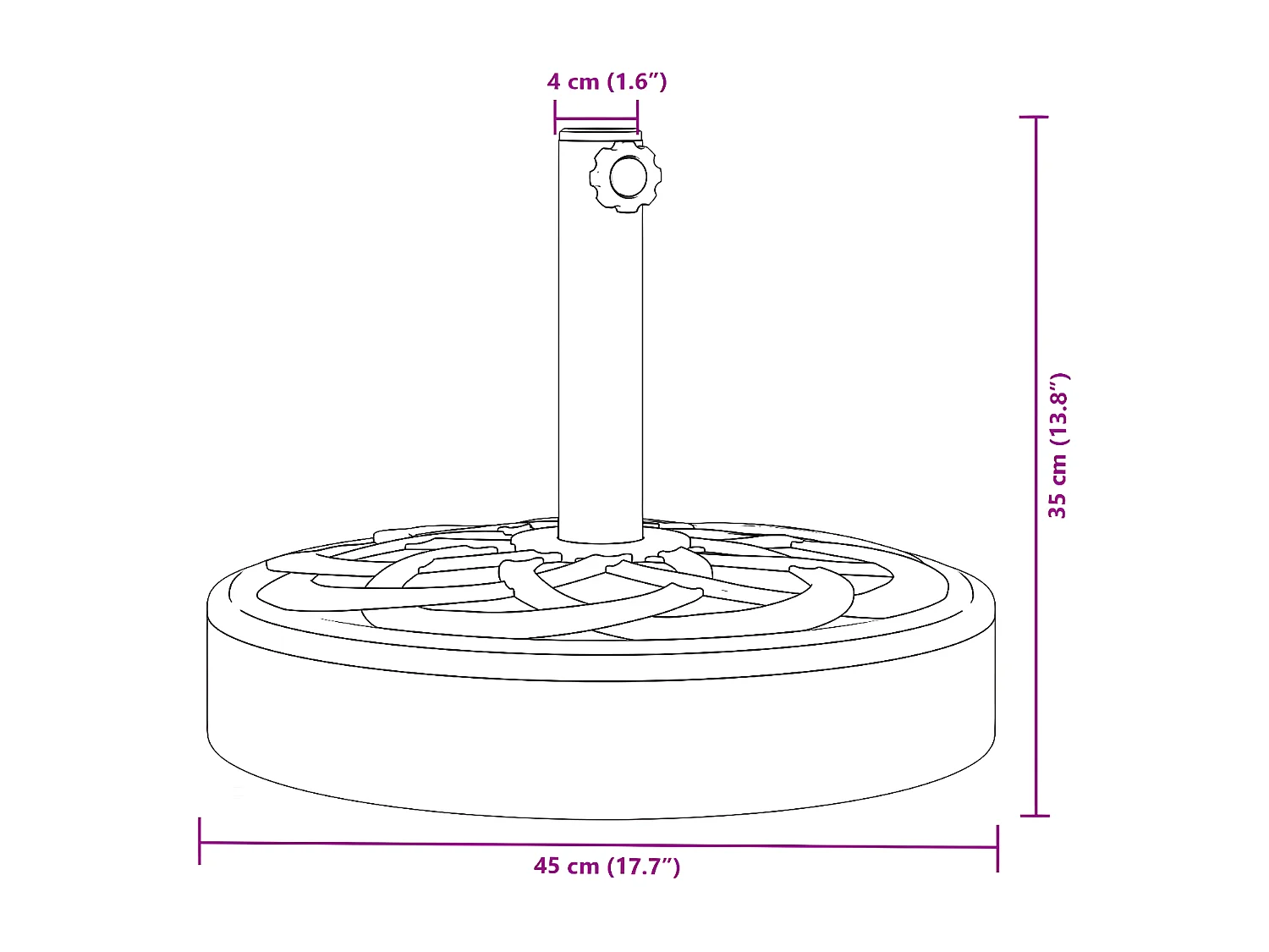 Wampum  Base de sombrilla semicircular para palos de Ø38/ 48 mm 25 kg
