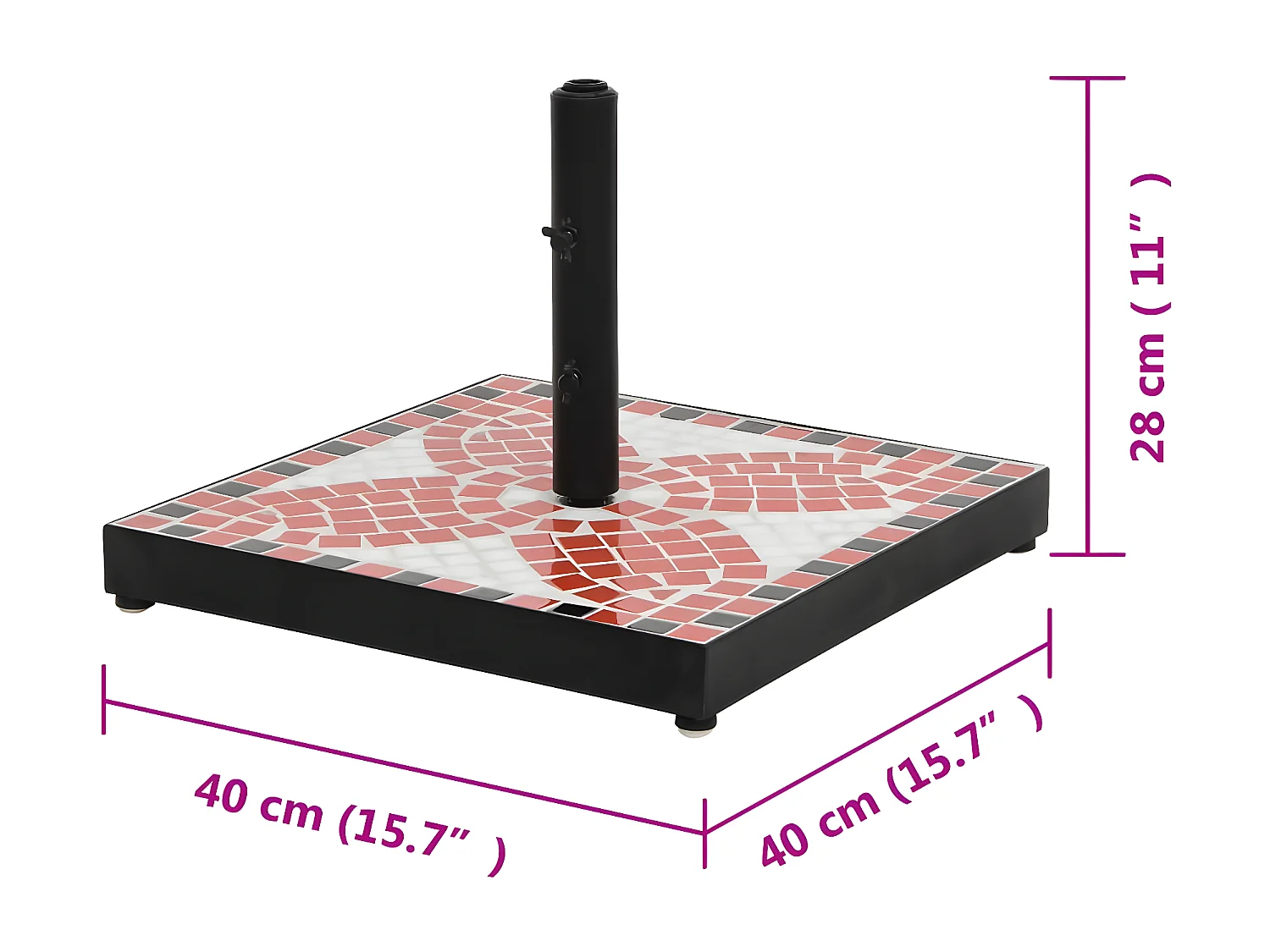 Zoey  Sonnenscrmständer Terrakotta und Weiß Quadratisch 12 kg