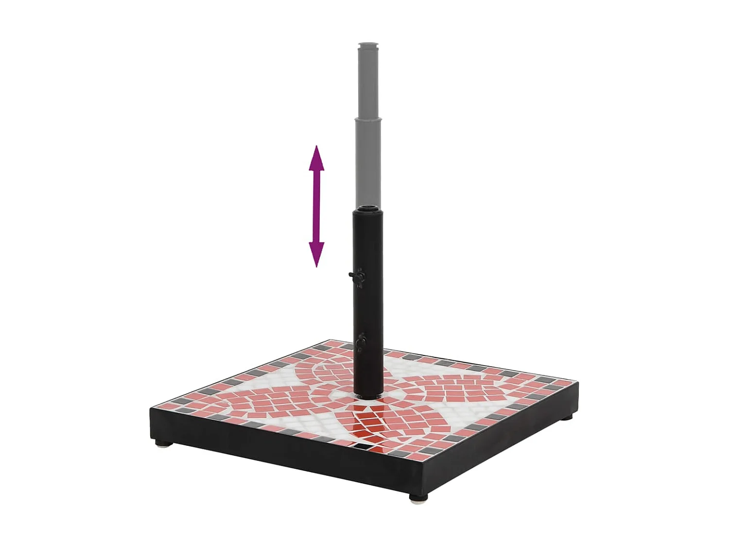 Zoey  Base de parasol terre cuite et blanc carré 12 kg