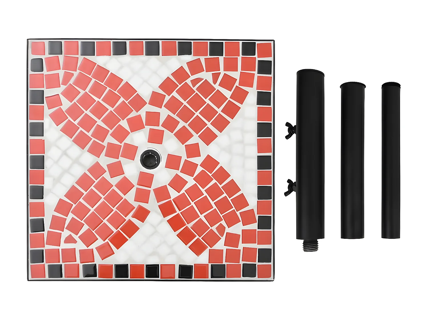 Zoey  Base de parasol terre cuite et blanc carré 12 kg