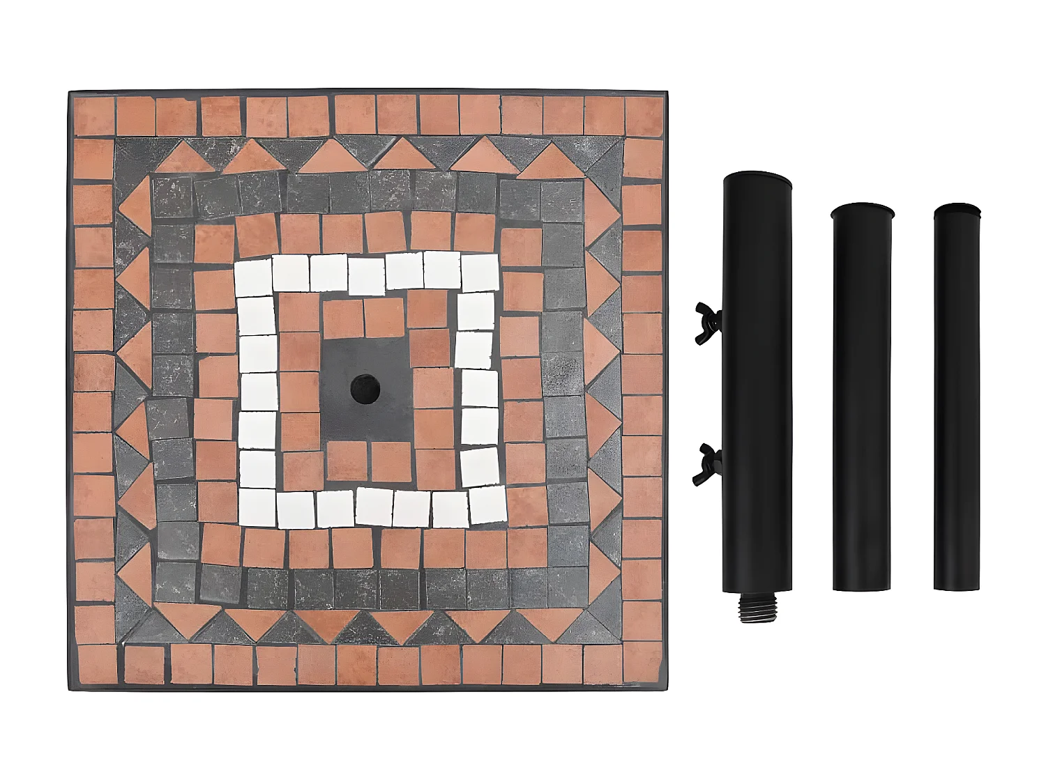 Zoey  Base de sombrilla cuadrada color terracota y blanco 12 kg