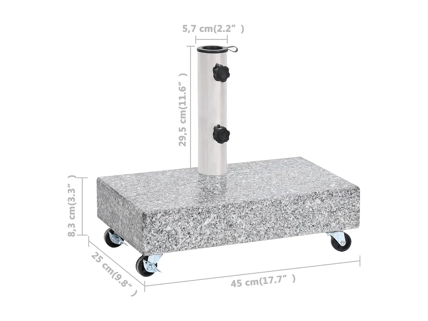 Brage  Socle de parasol Gris clair 45x25x8,3 cm Granite