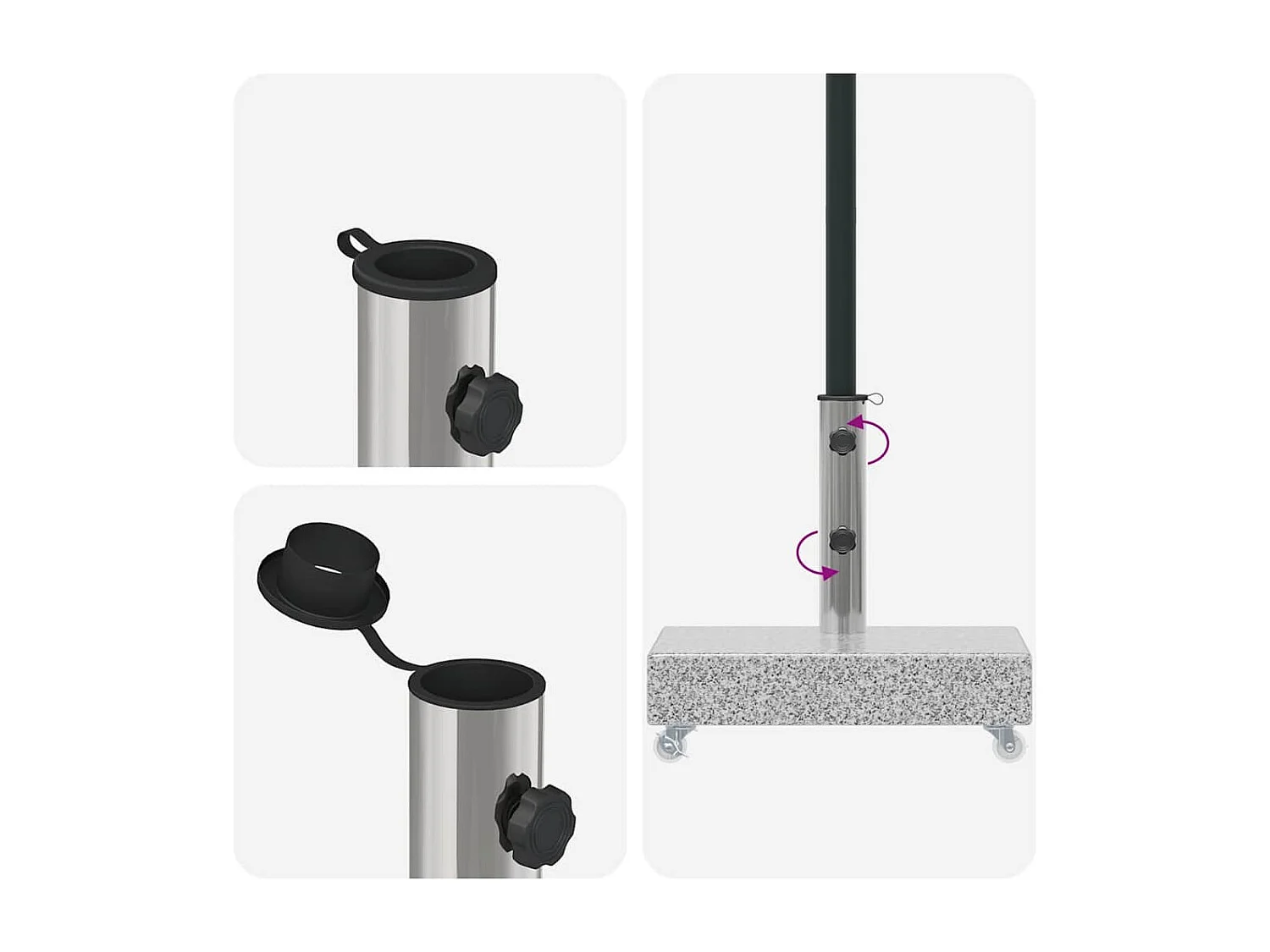 Brage  Socle de parasol Gris clair 45x25x8,3 cm Granite