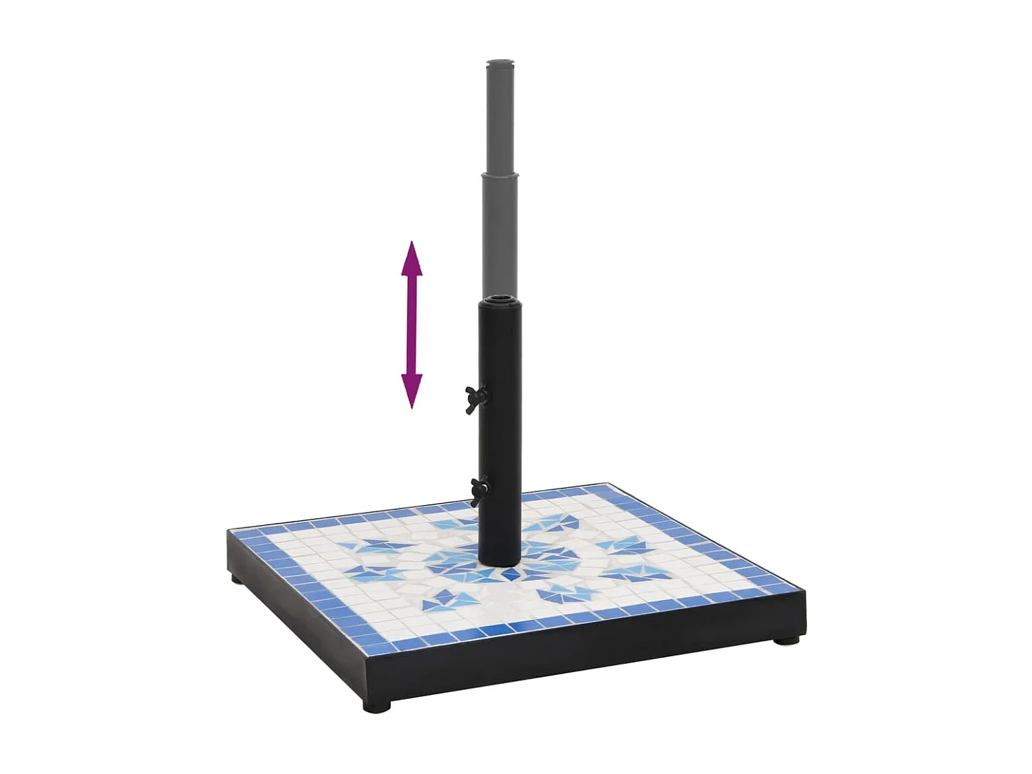 Zoey  Base de parasol bleu et blanc carré 12 kg