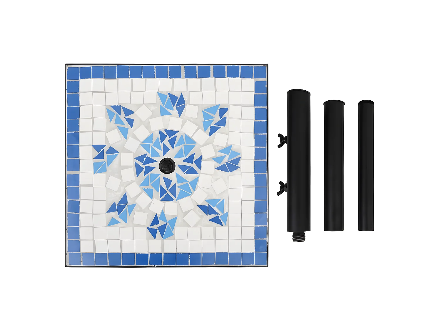 Zoey  Base de parasol bleu et blanc carré 12 kg