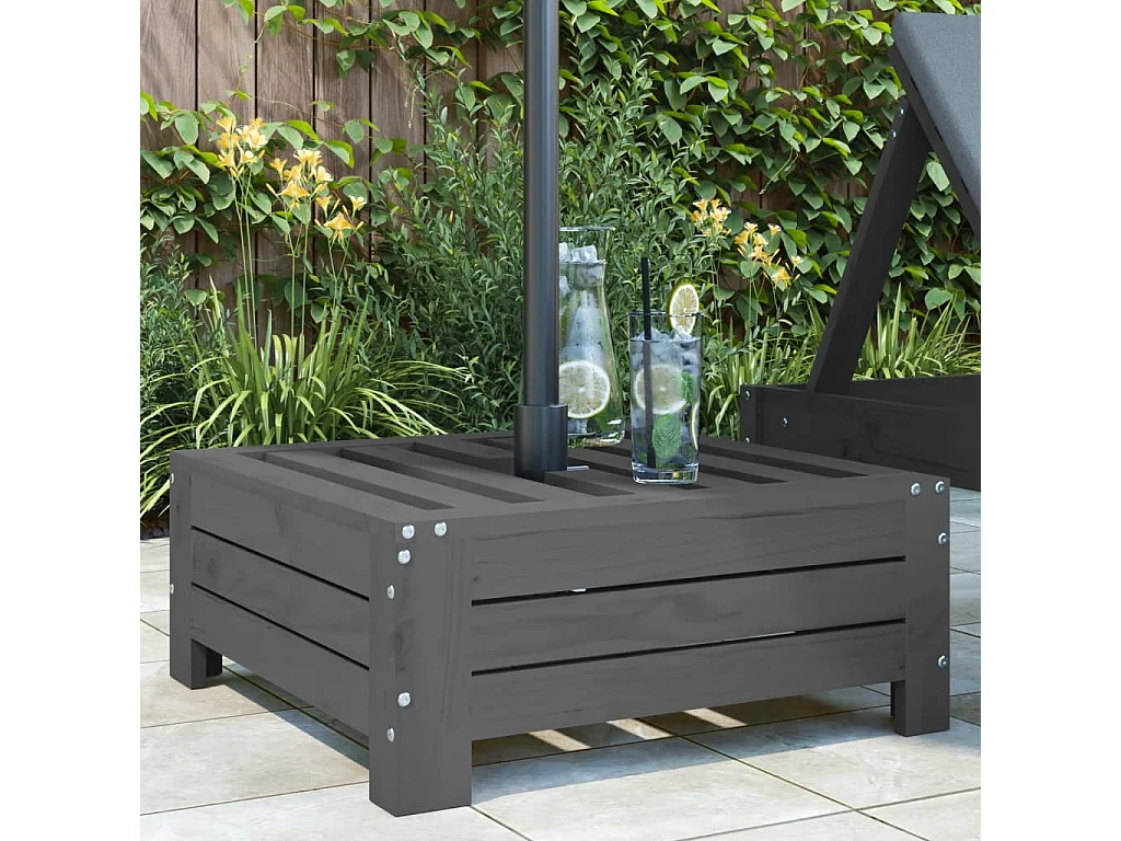 Torvin  Couvercle de base de parasol gris bois massif de pin