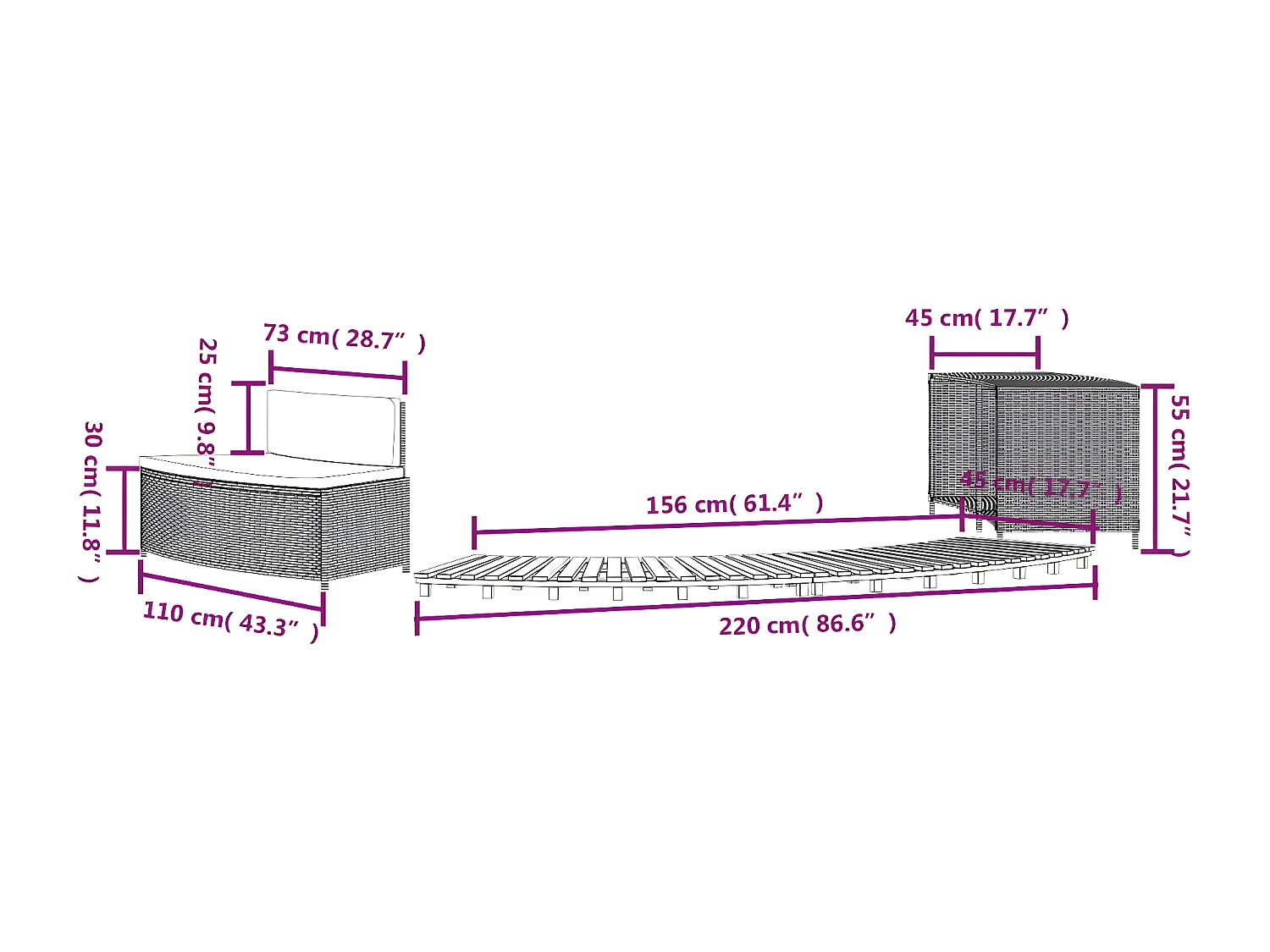 Prolenta Premium - Whirlpool-Umrandung Schwarz Poly-Rattan und Massivholz Akazie