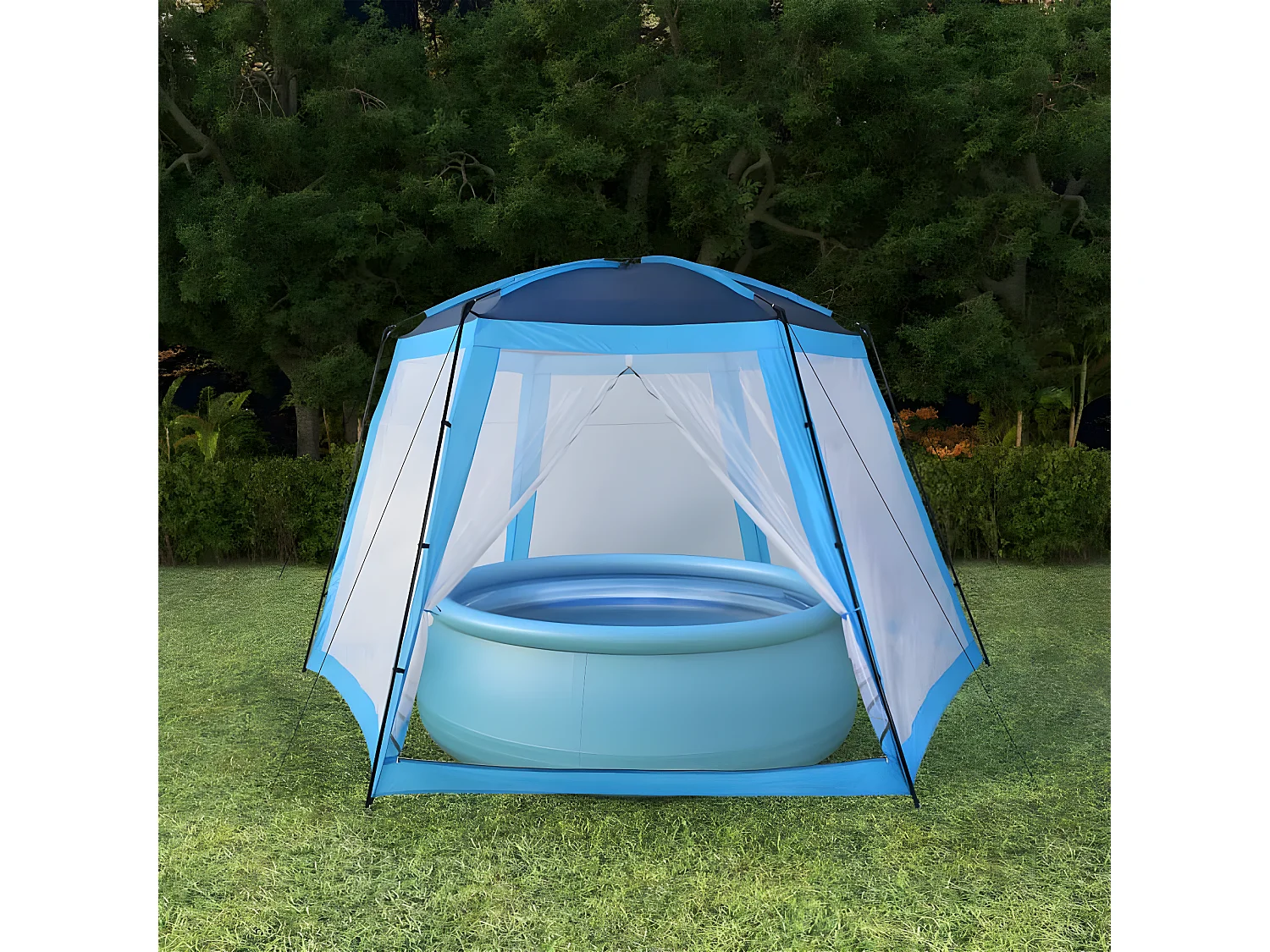 Prolenta Premium -  Tente de piscine Tissu 500x433x250 cm Bleu