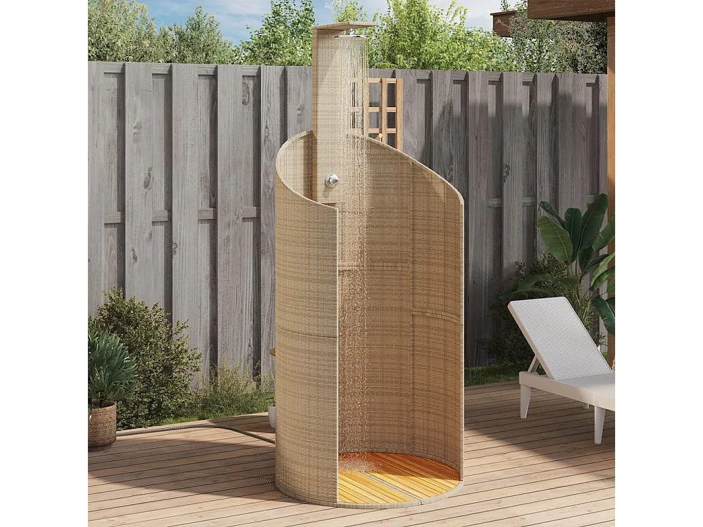 Corinth  Gartendusche Beige 100x100x241,5 cm Poly Rattan Akazienholz