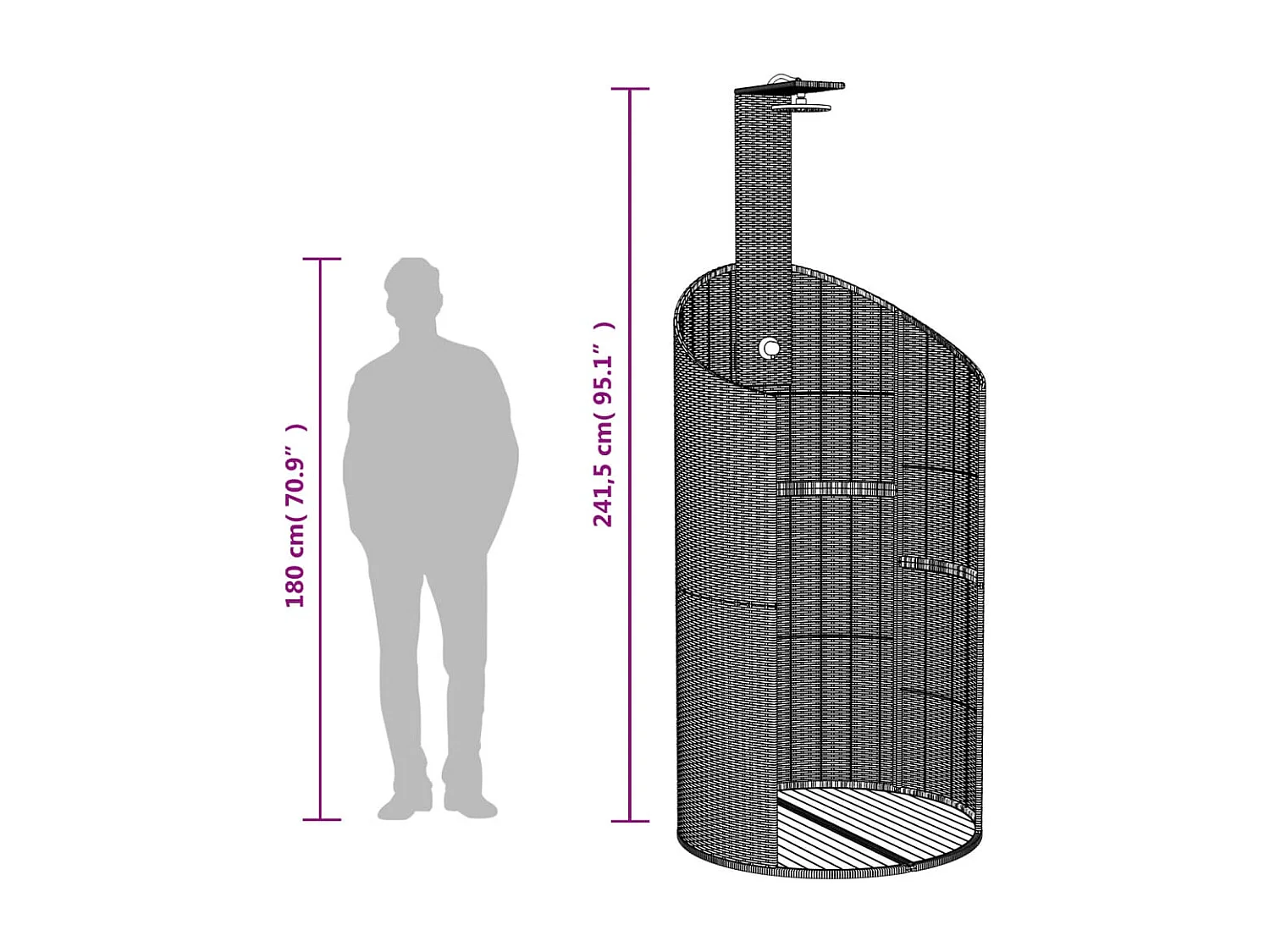 Corinth  Gartendusche Beige 100x100x241,5 cm Poly Rattan Akazienholz