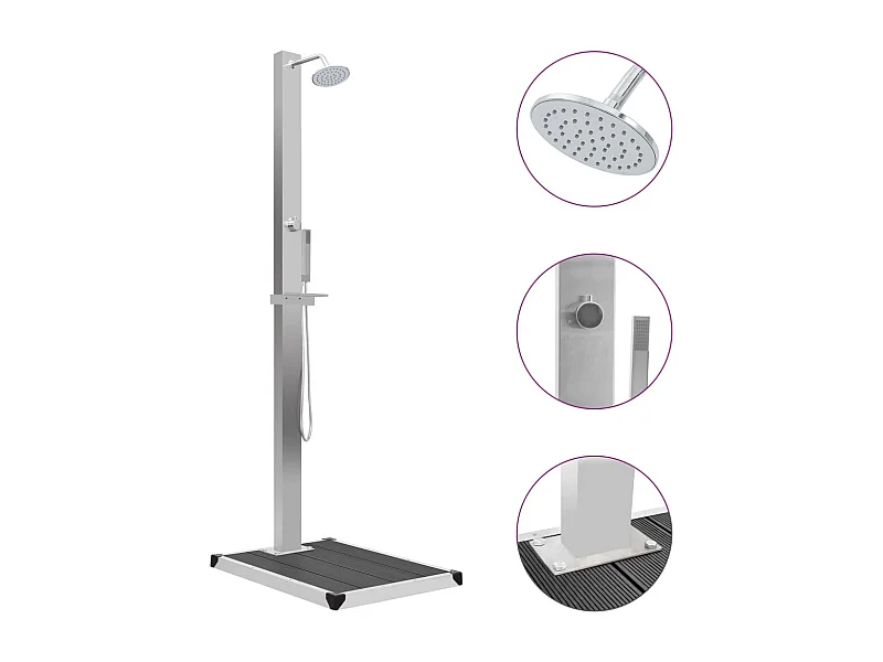 Jacques-Théodore  Ducha de jardín con plato acero inoxidable WPC