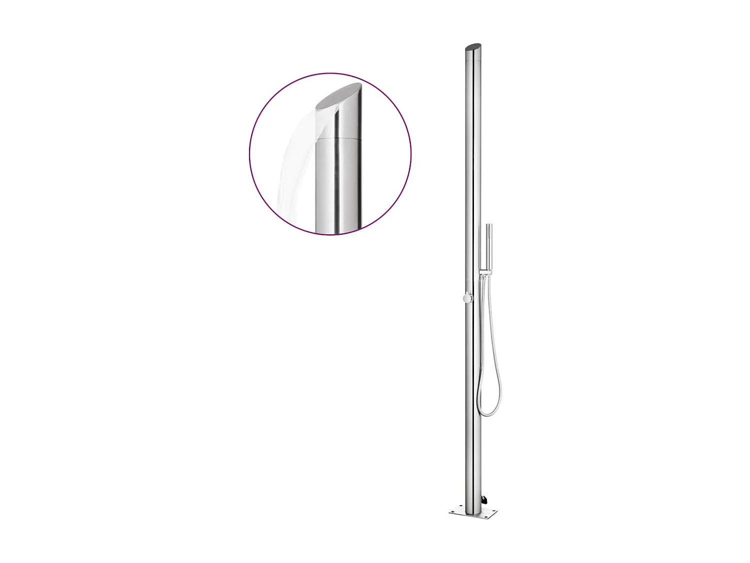 Parlin  Douche de jardin avec base marron 225 cm Acier inoxydable