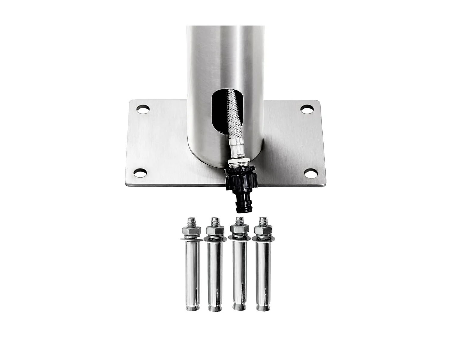 Parlin  Douche de jardin avec base marron 225 cm Acier inoxydable