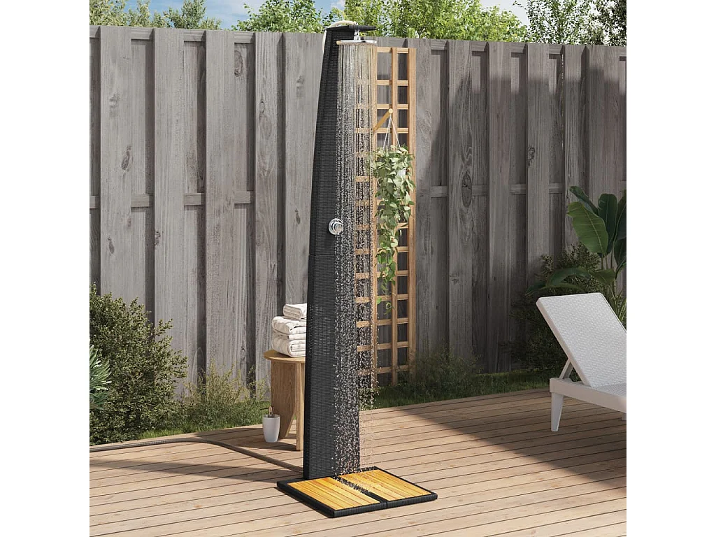 Blue Jay  Gartendusche Schwarz 55x60x224 cm Poly Rattan und Akazienholz