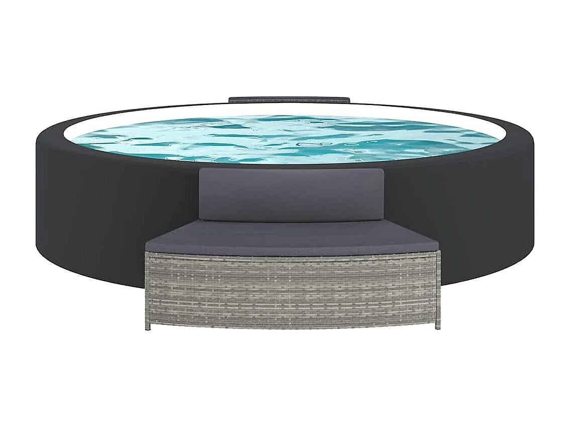 Izegem  Wrlpool-Bänke mit Auflagen 2 Stk. Grau Poly Rattan