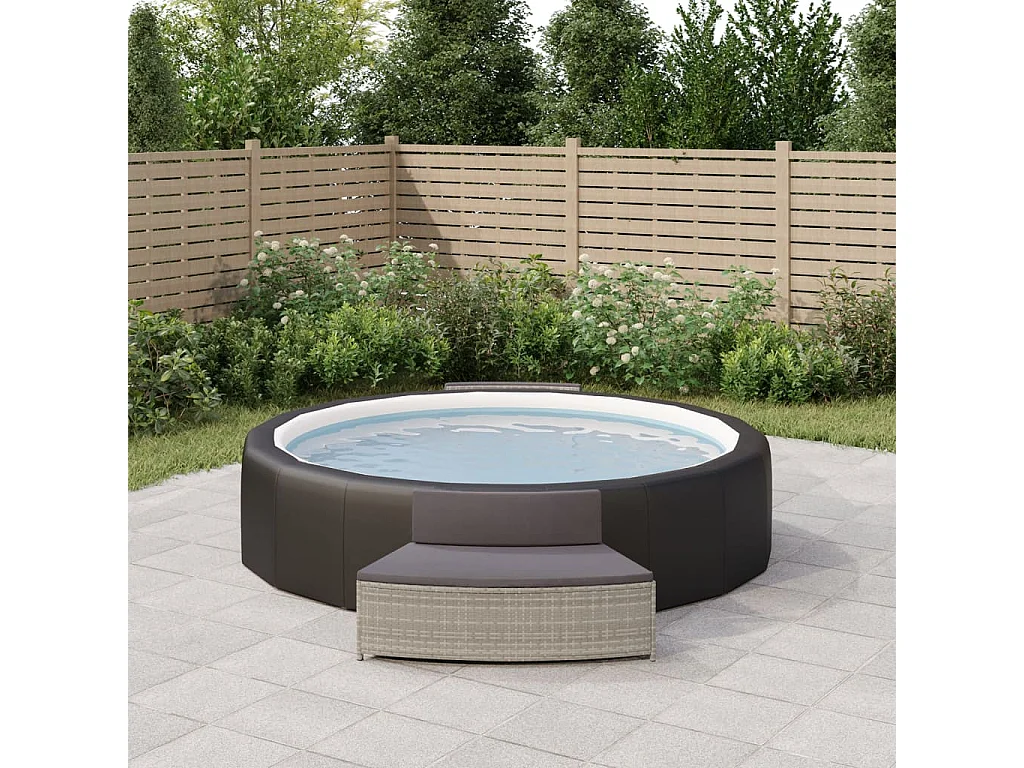 Izegem  Spa-bankjes met kussens 2 st poly rattan grijs