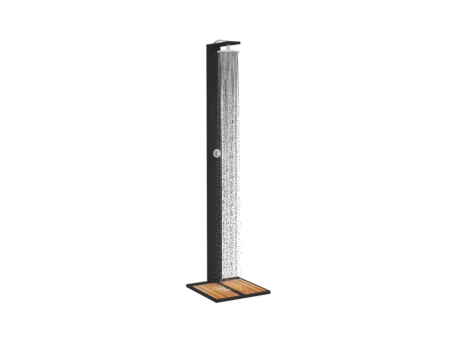 Tolentino  Douche d'extérieur noir 50x55x224 cm résine tressée bois acacia