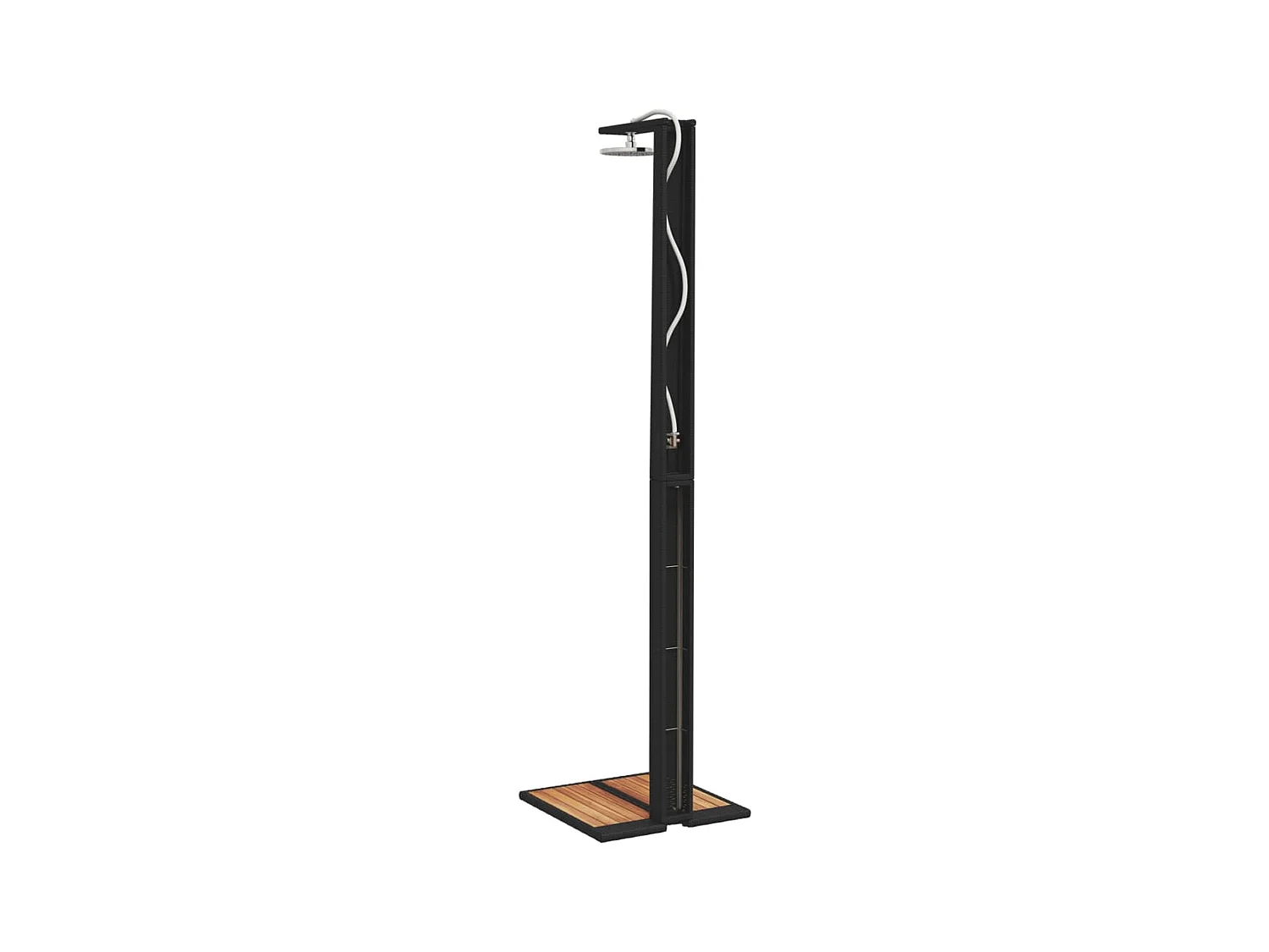 Tolentino  Douche d'extérieur noir 50x55x224 cm résine tressée bois acacia