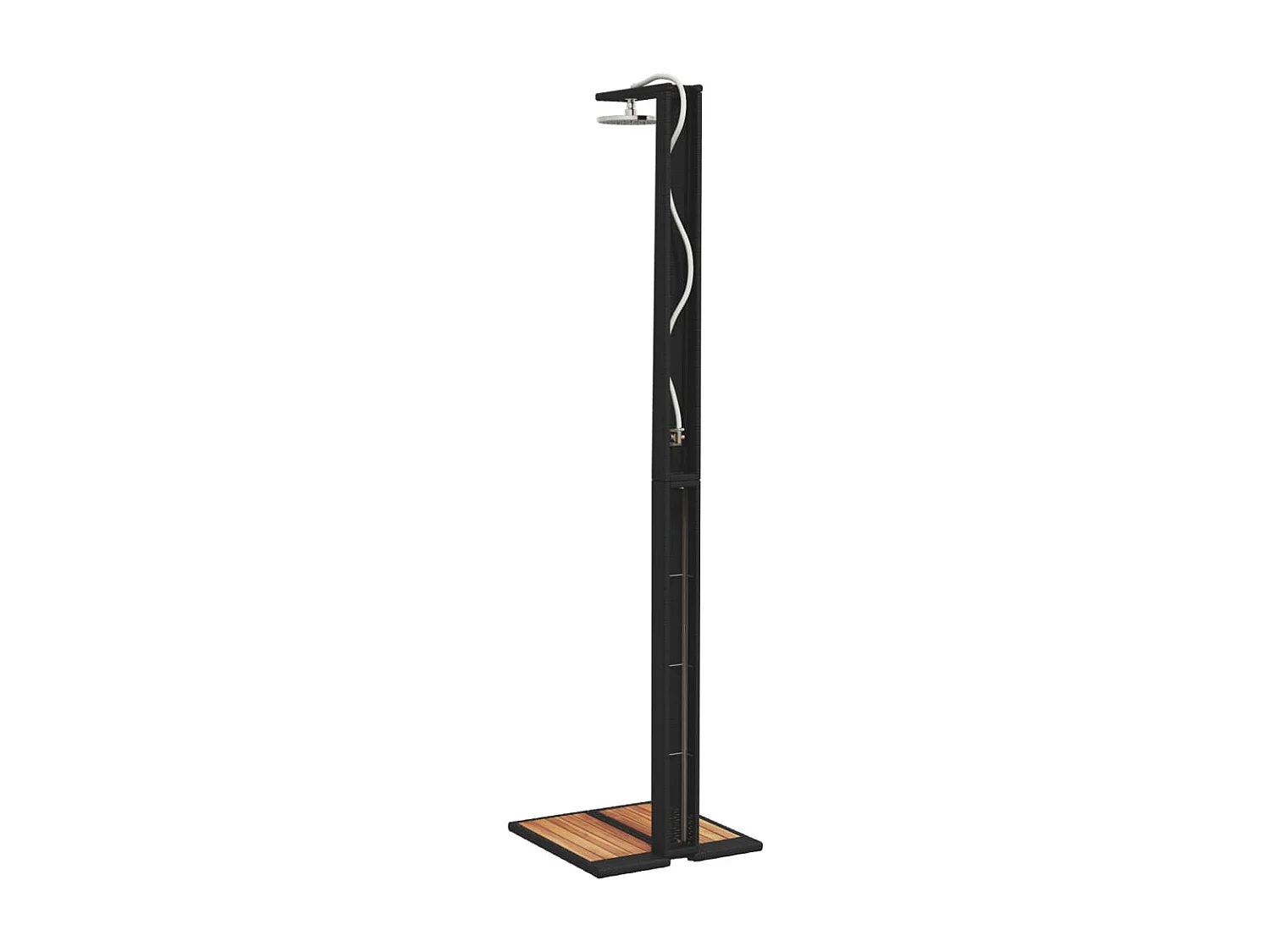 Tolentino  Douche d'extérieur noir 50x55x224 cm résine tressée bois acacia