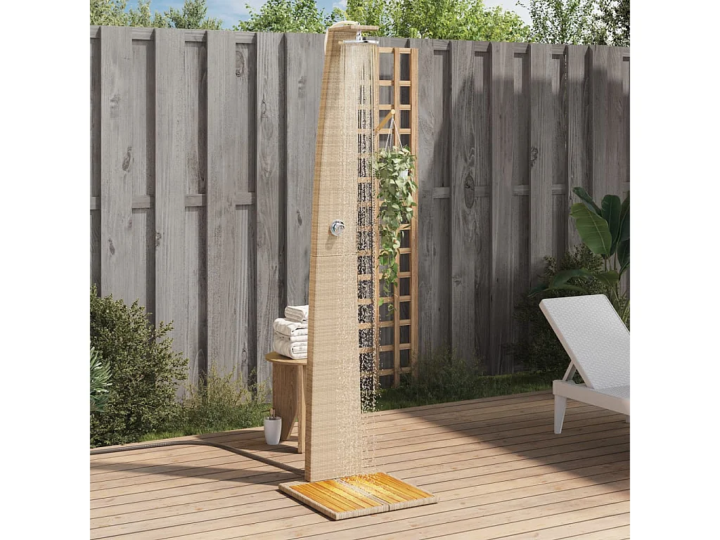 Blue Jay  Douche d'extérieur beige 55x60x224cm résine tressée bois acacia