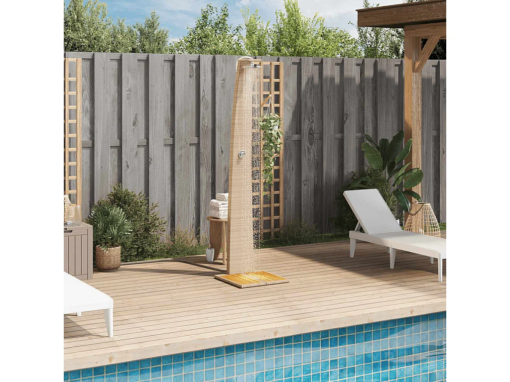 Blue Jay  Douche d'extérieur beige 55x60x224cm résine tressée bois acacia