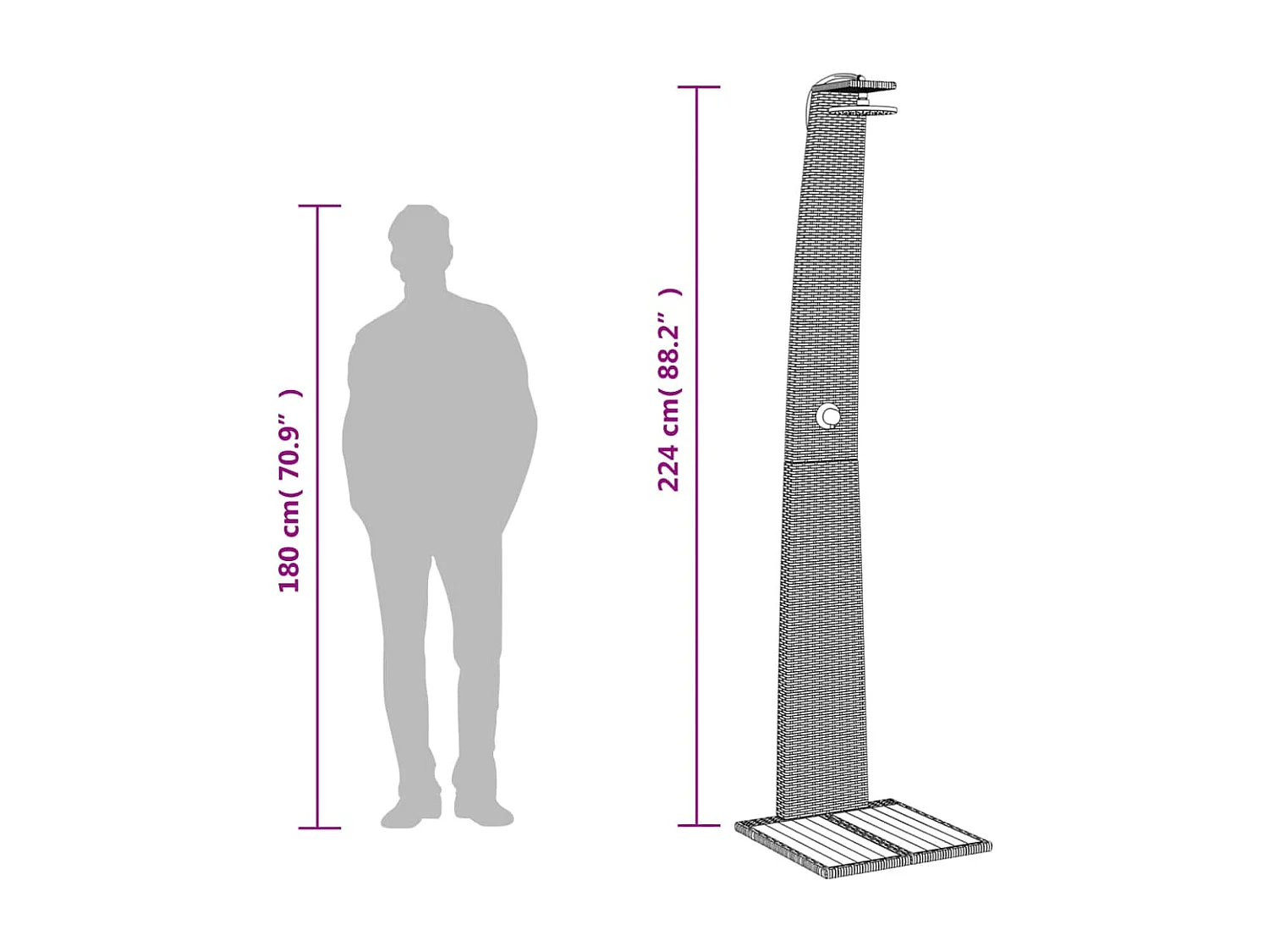 Blue Jay  Douche d'extérieur beige 55x60x224cm résine tressée bois acacia