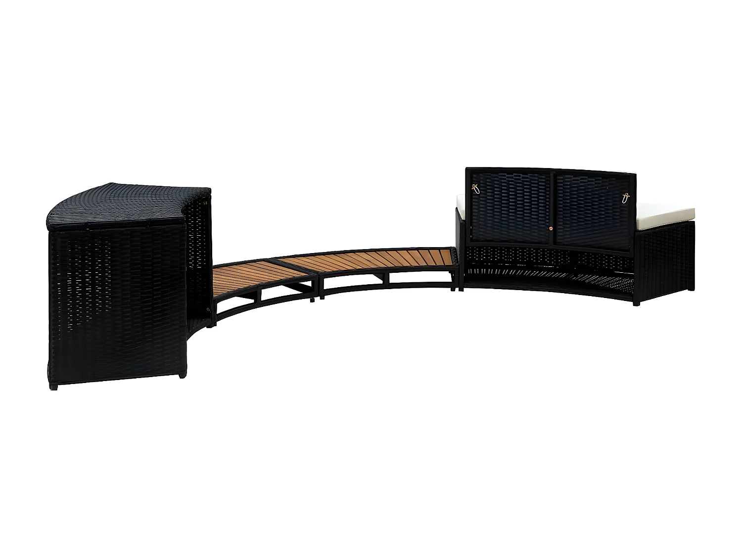 Prolenta Premium -  Wrlpool-Einfassung Schwarz Poly Rattan und Massivholz Akazie