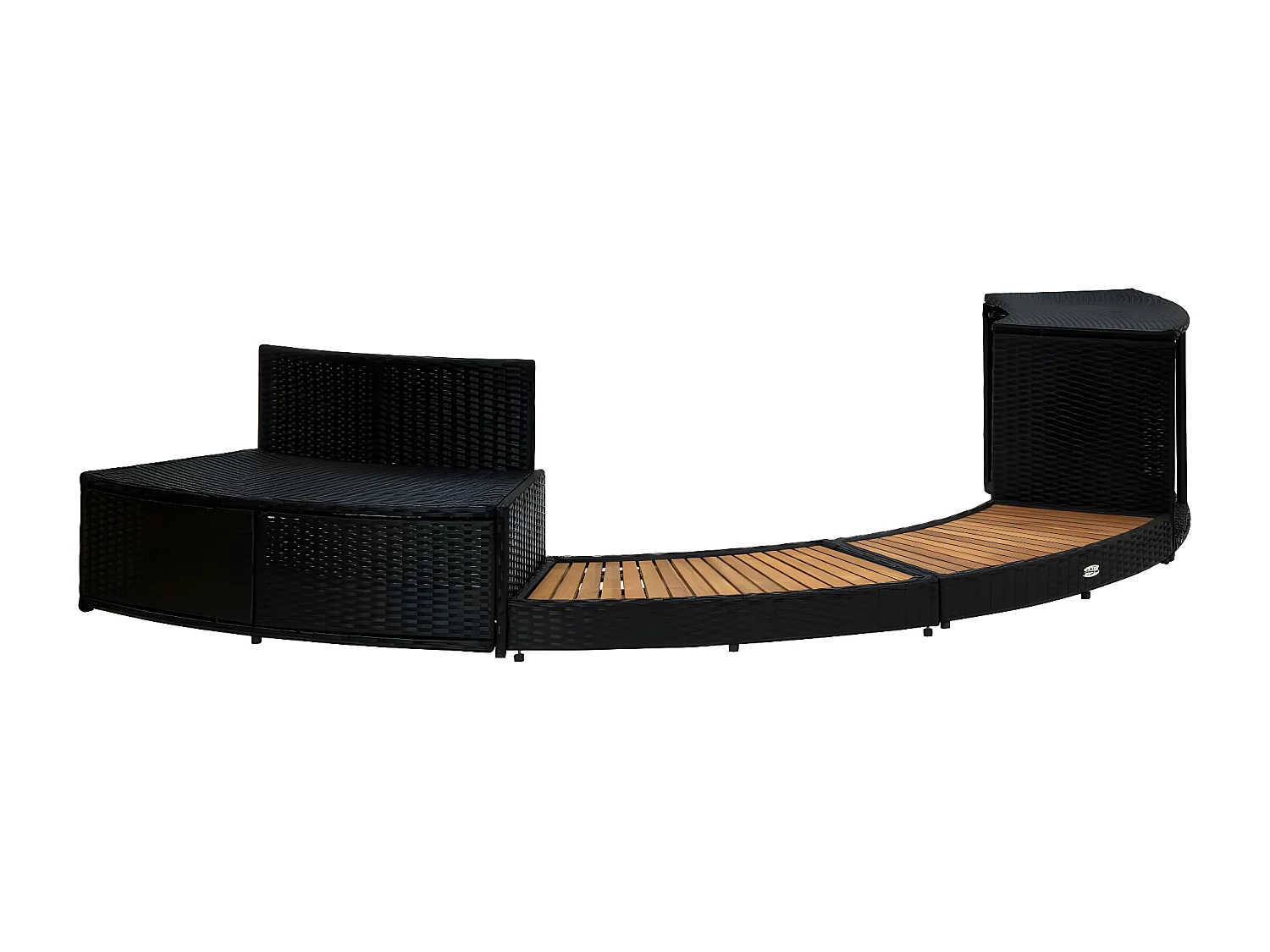 Prolenta Premium -  Wrlpool-Einfassung Schwarz Poly Rattan und Massivholz Akazie