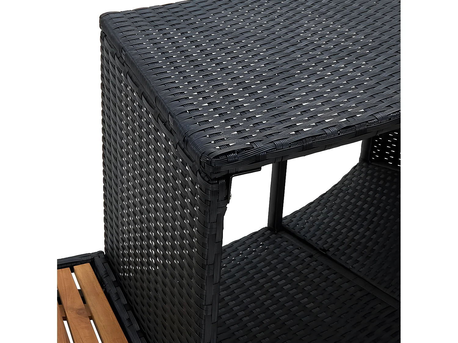 Prolenta Premium -  Wrlpool-Einfassung Schwarz Poly Rattan und Massivholz Akazie