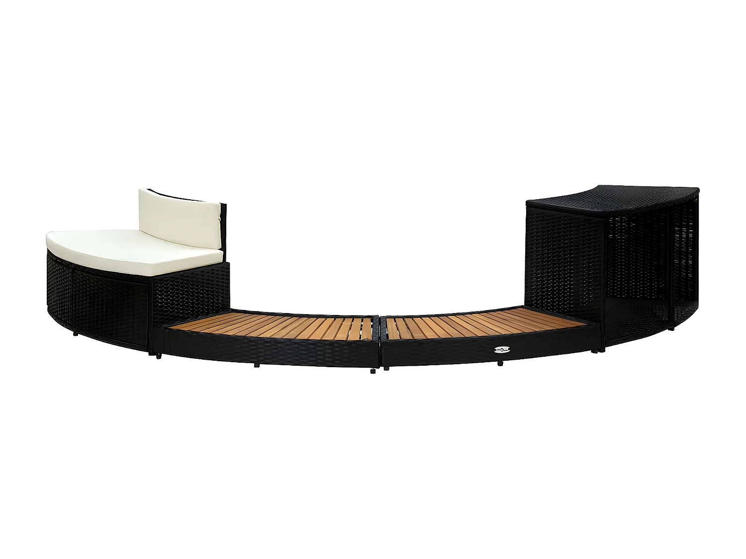 Prolenta Premium -  Bordo Spa Nero Polyrattan e Legno Massello di Acacia