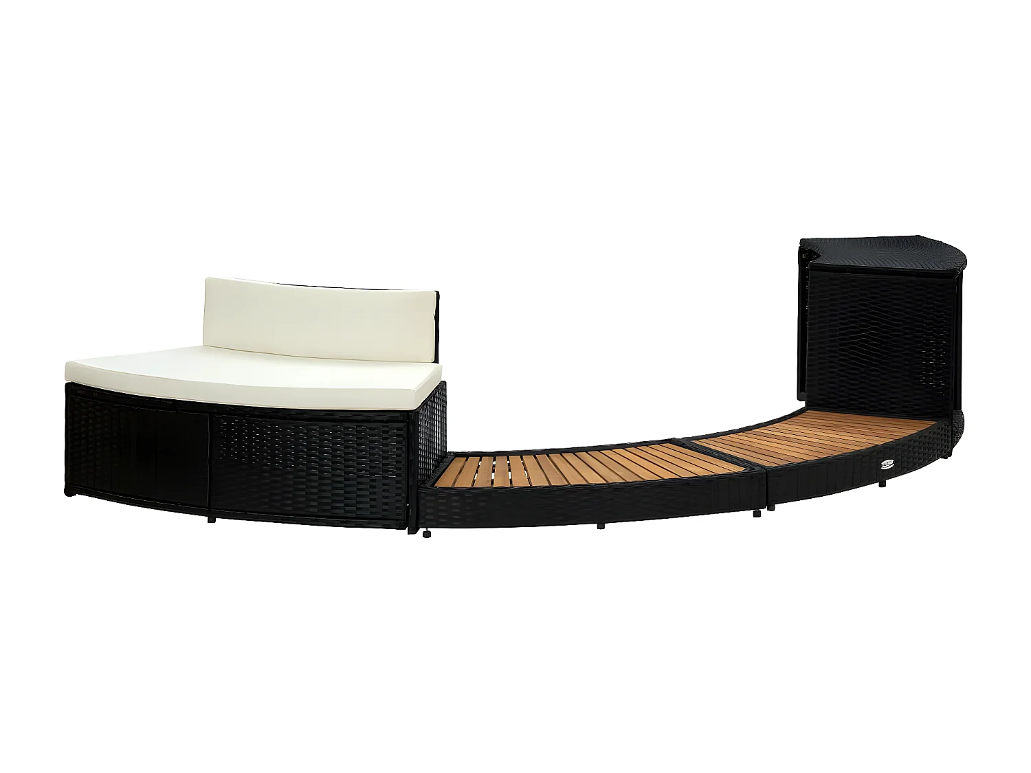 Prolenta Premium -  Bordo Spa Nero Polyrattan e Legno Massello di Acacia