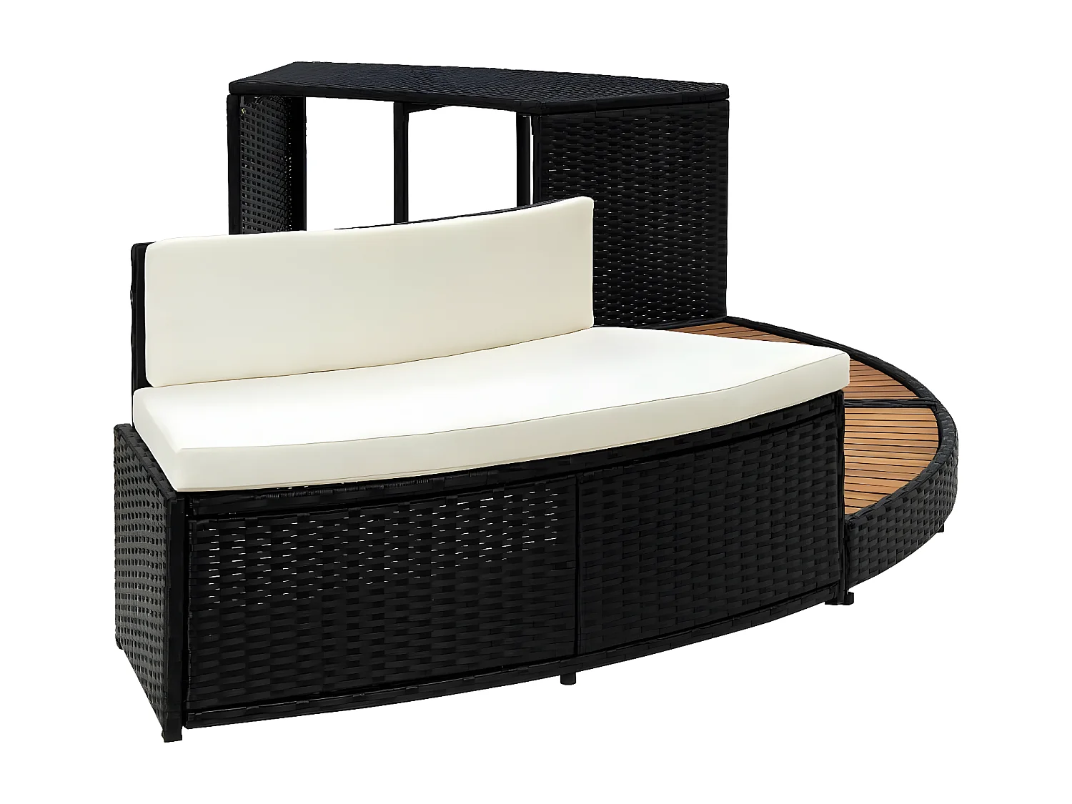 Prolenta Premium -  Bordo Spa Nero Polyrattan e Legno Massello di Acacia