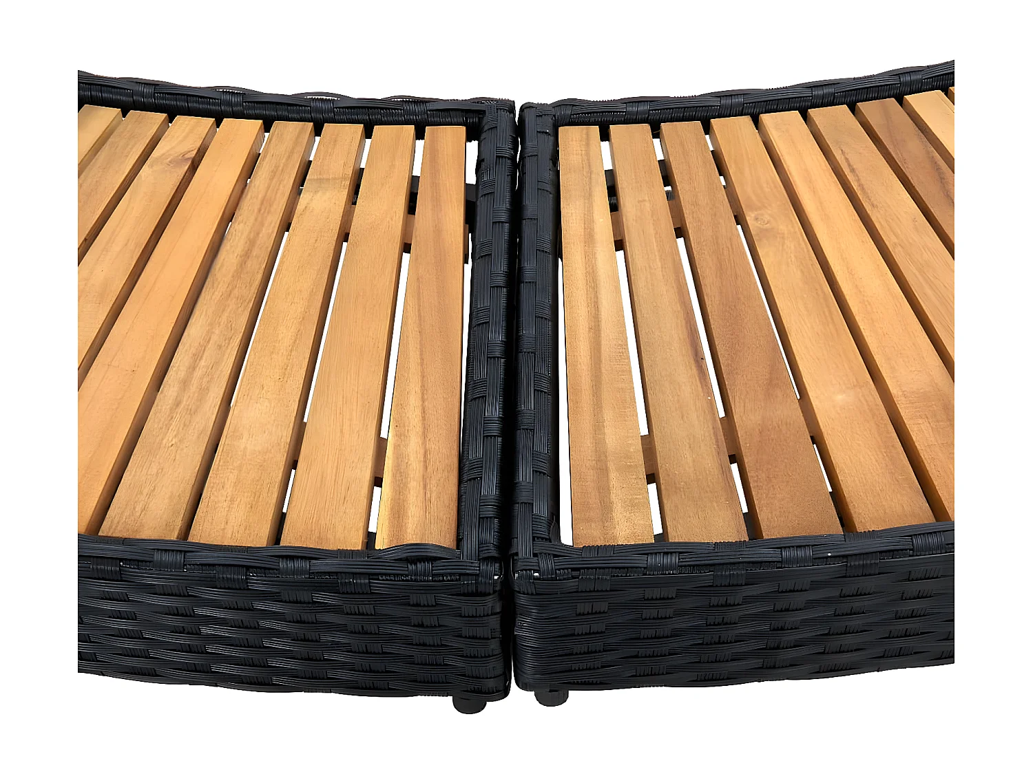 Prolenta Premium -  Bordo Spa Nero Polyrattan e Legno Massello di Acacia