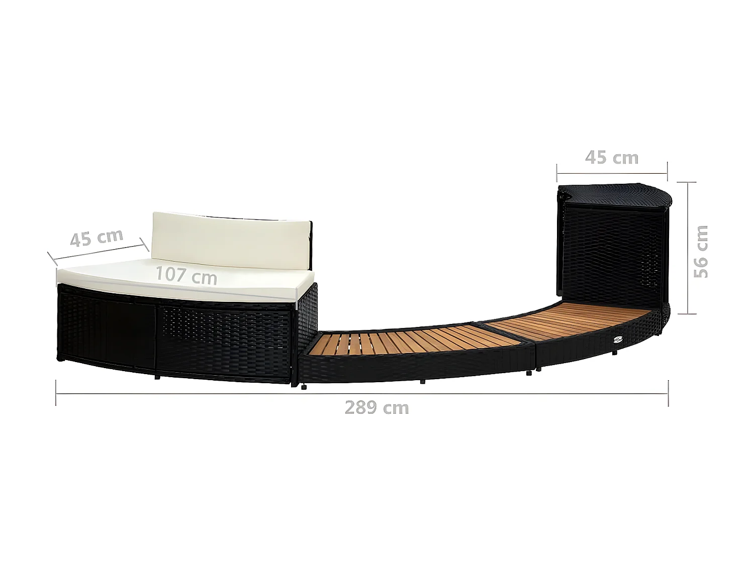 Prolenta Premium -  Bordo Spa Nero Polyrattan e Legno Massello di Acacia