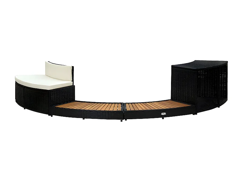 Prolenta Premium -  Wrlpool-Einfassung Schwarz Poly Rattan und Massivholz Akazie